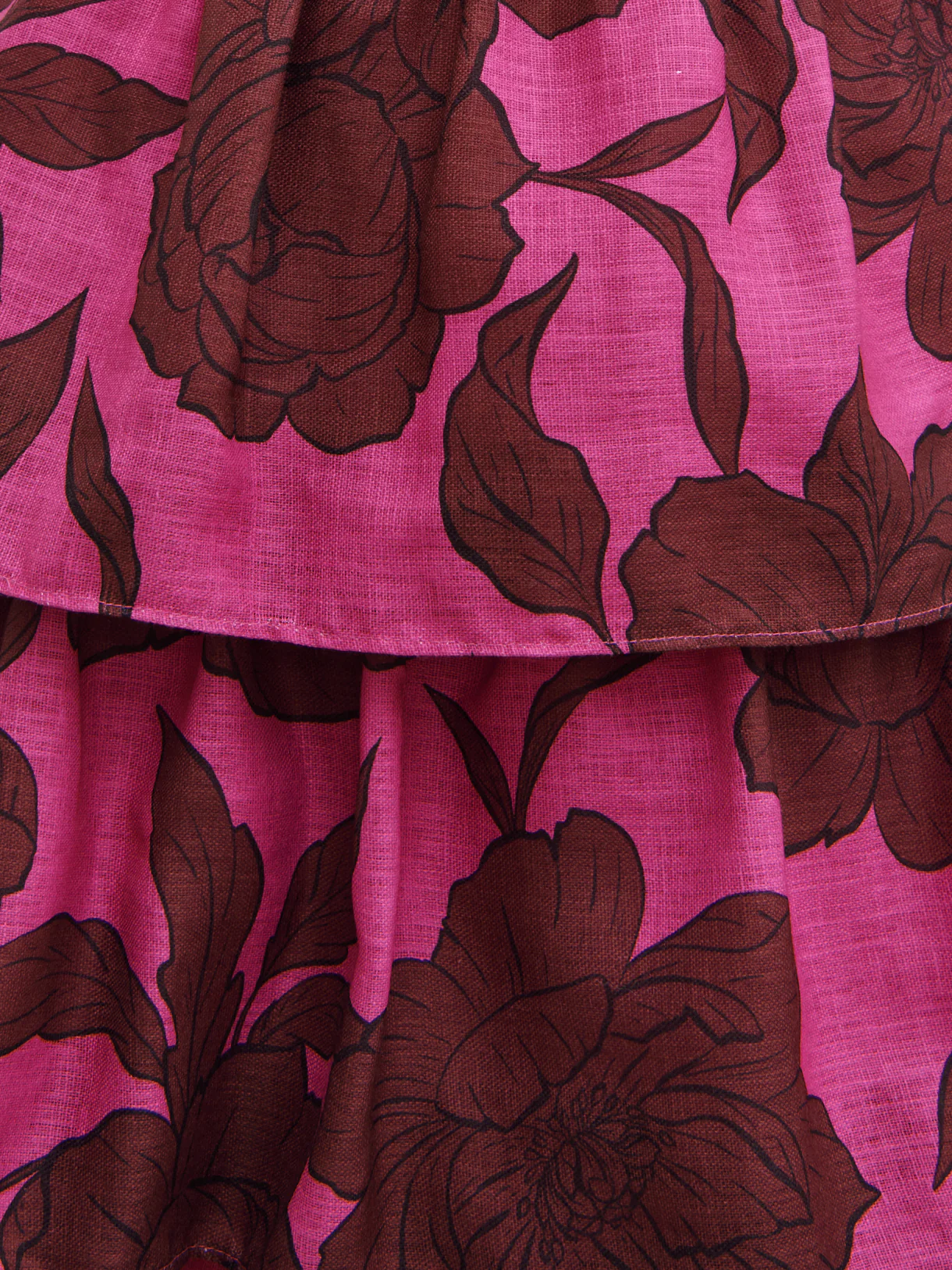 Aalyiah Square Neck Ruffle Midaxi Dress - Brown and Fuchsia Floral - Image 6
