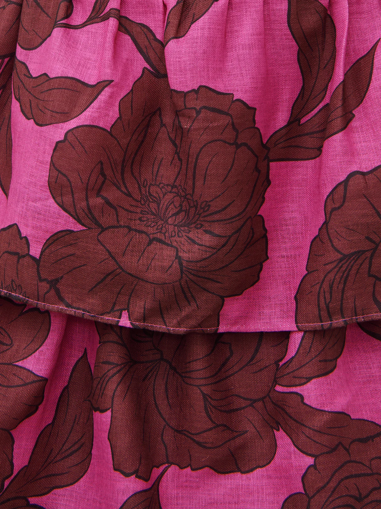 Aalyiah Square Neck Ruffle Midaxi Dress Curve - Brown and Fuchsia Floral - Image 3