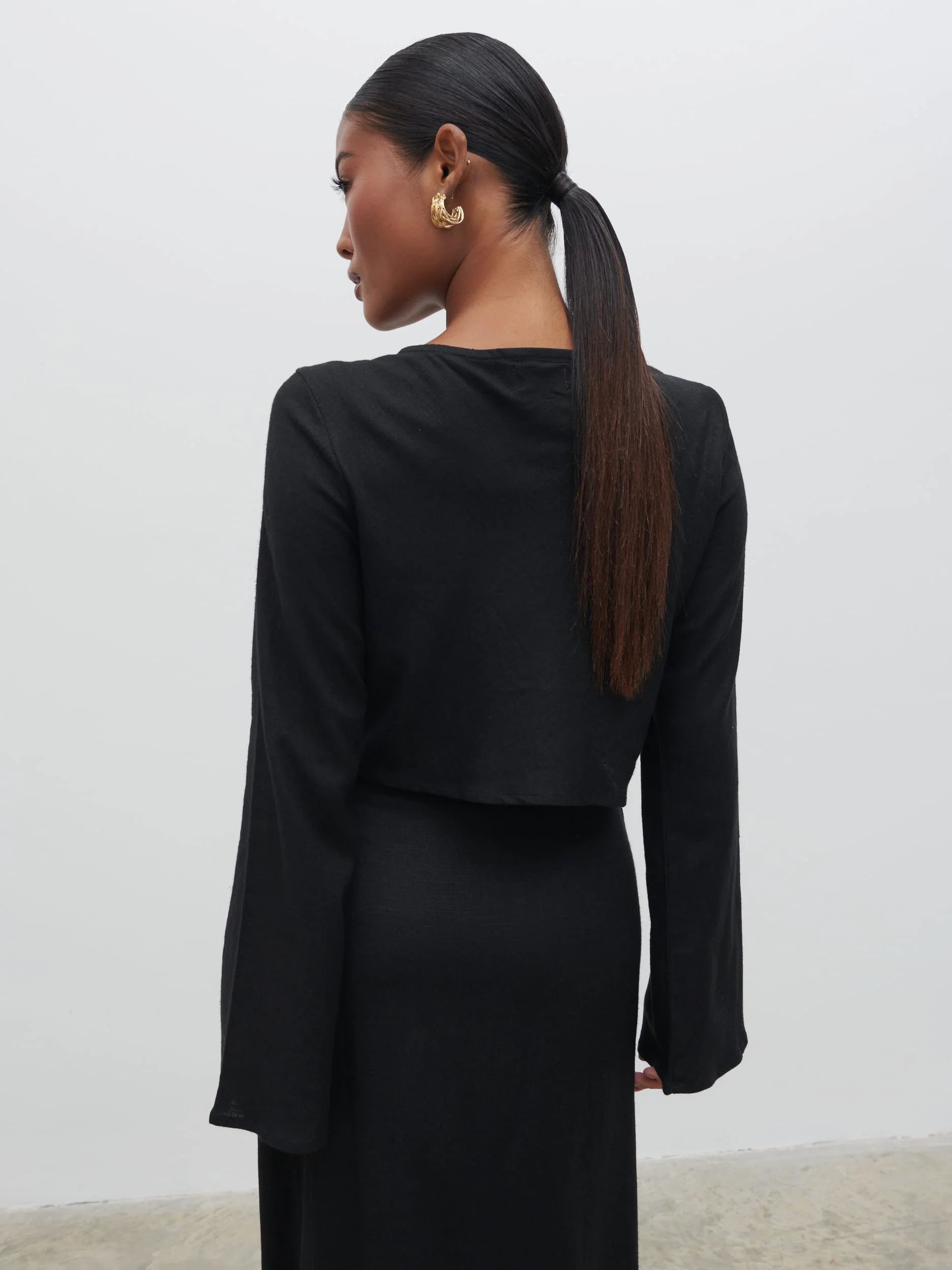 Abigail Button Front Linen Blouse - Black - Image 5