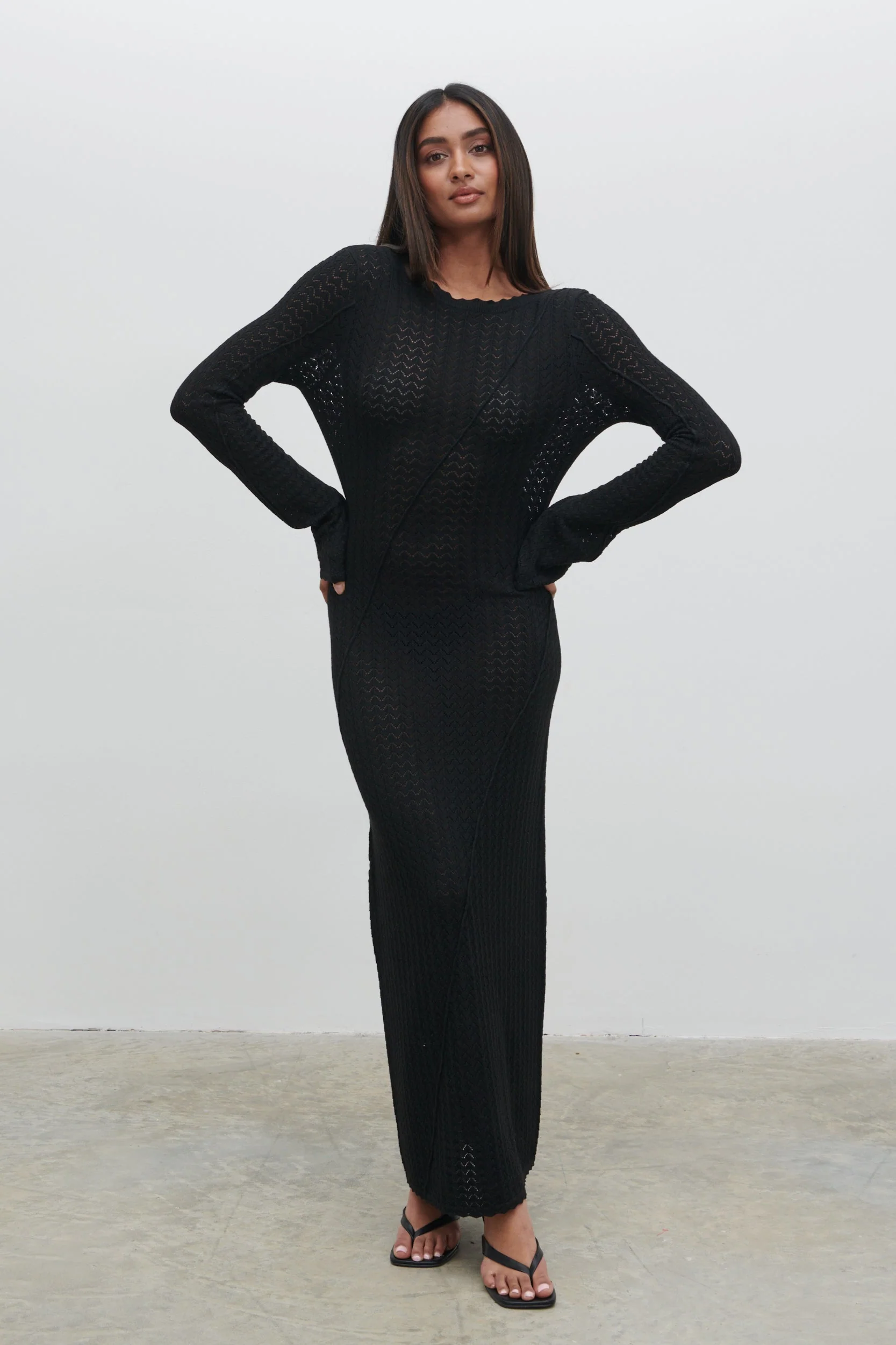 Adeline Knit Midaxi Dress - Black - Image 5