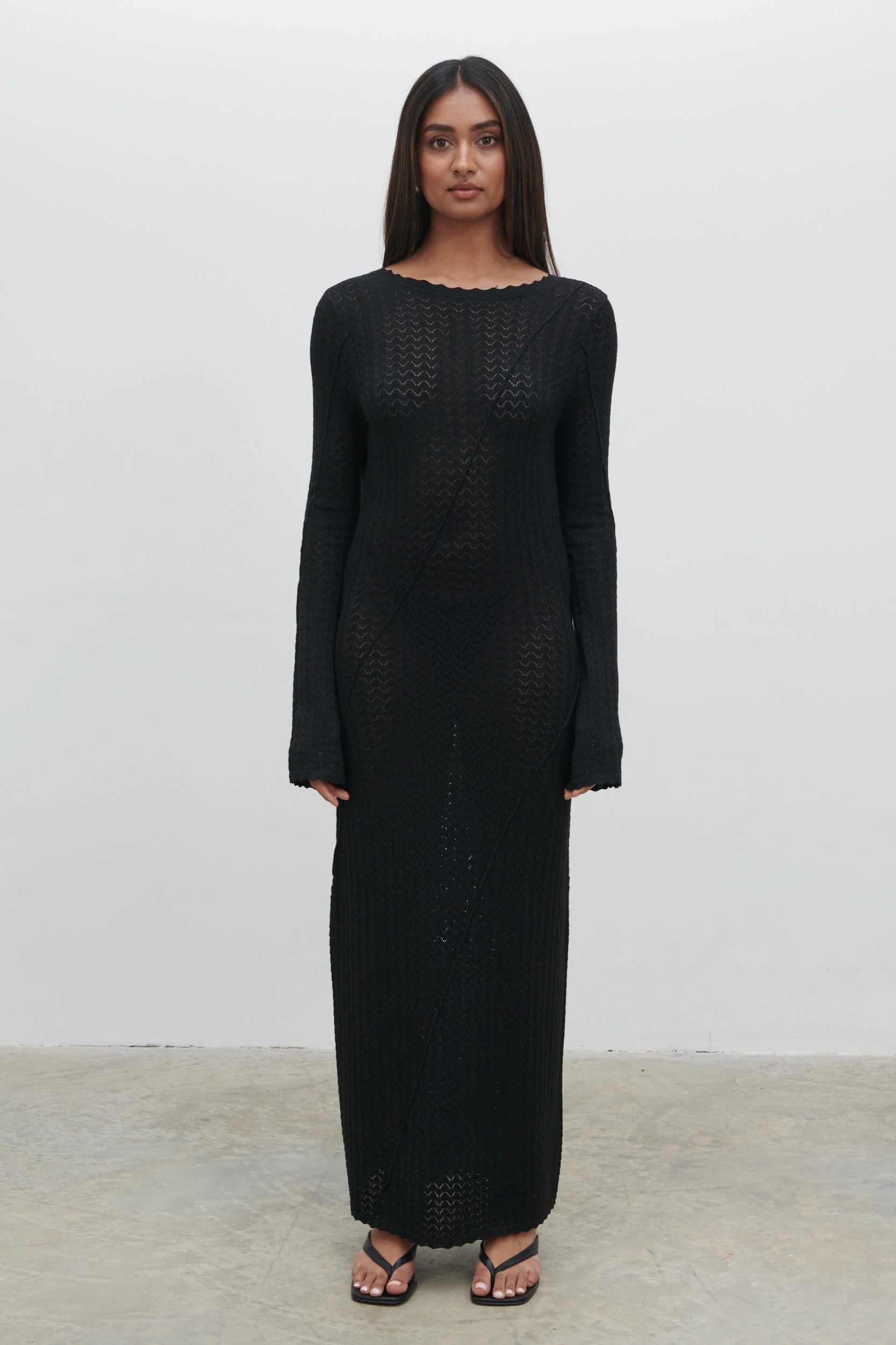 Adeline Knit Midaxi Dress - Black - Image 6