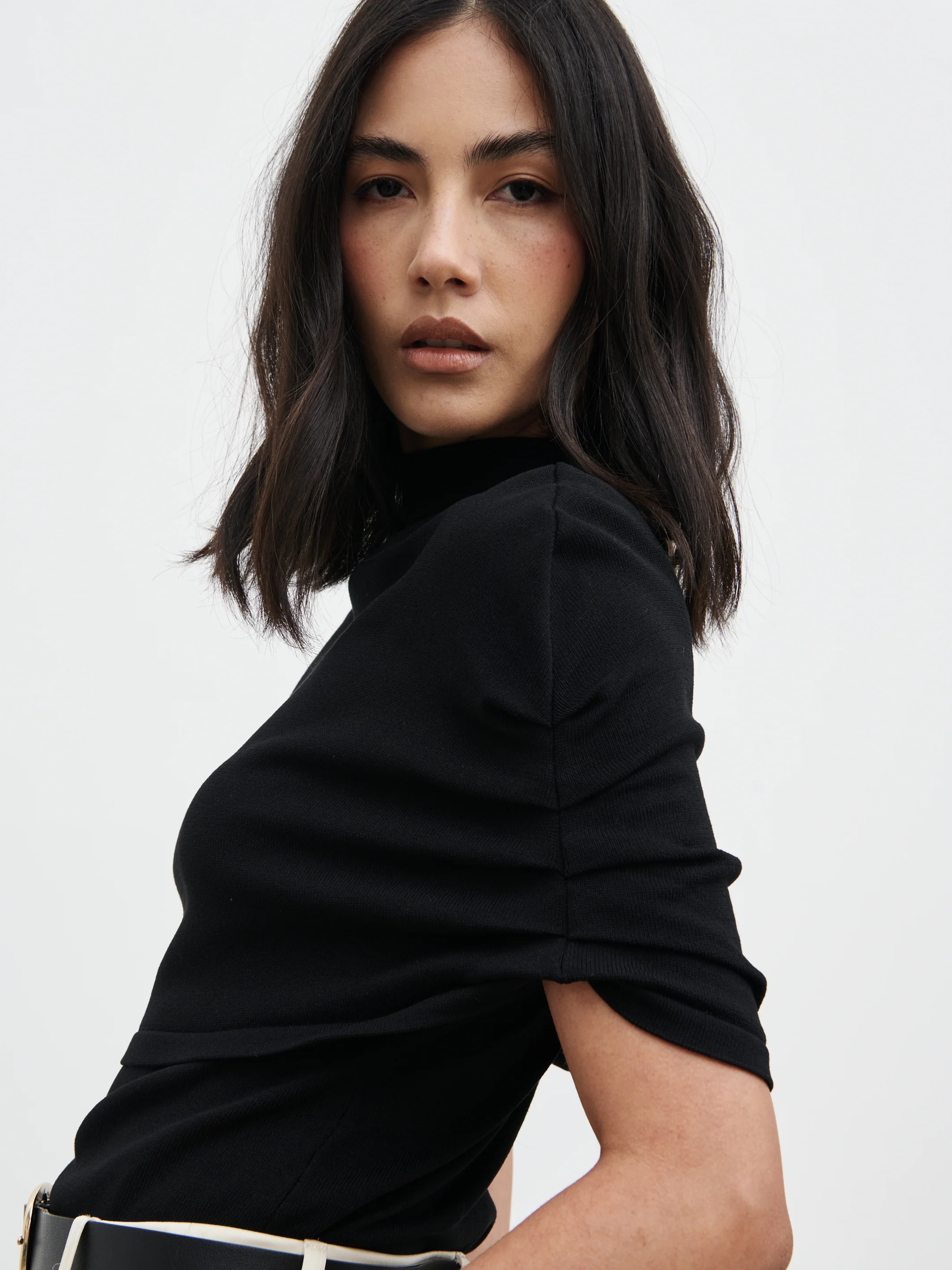 Adhara Knitted Poncho Top - Black - Image 7