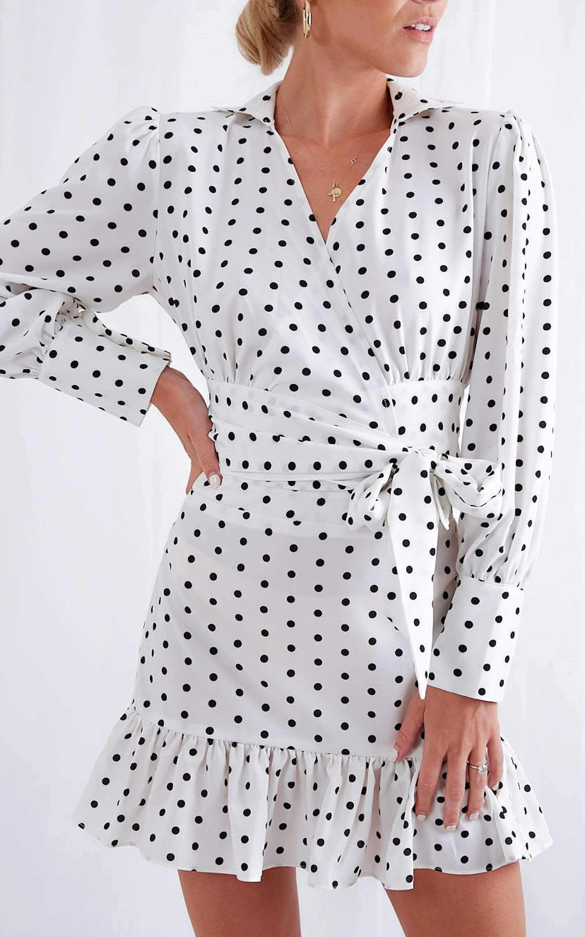 Aiden Wrap Blouse - Polka Dot - Image 4