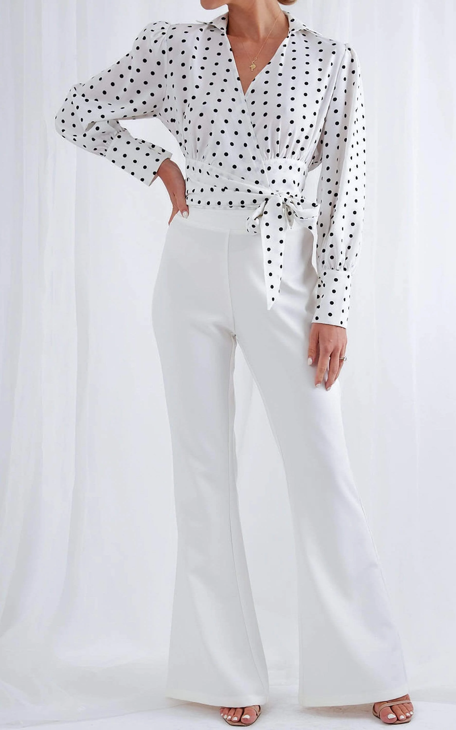 Aiden Wrap Blouse - Polka Dot - Image 5
