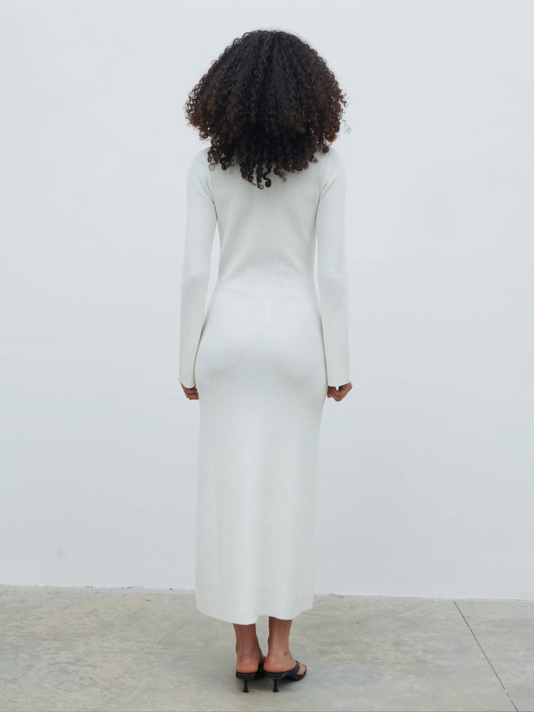 Ailey Contrast Seam Knit Midaxi Dress - Cream and Black - Image 6