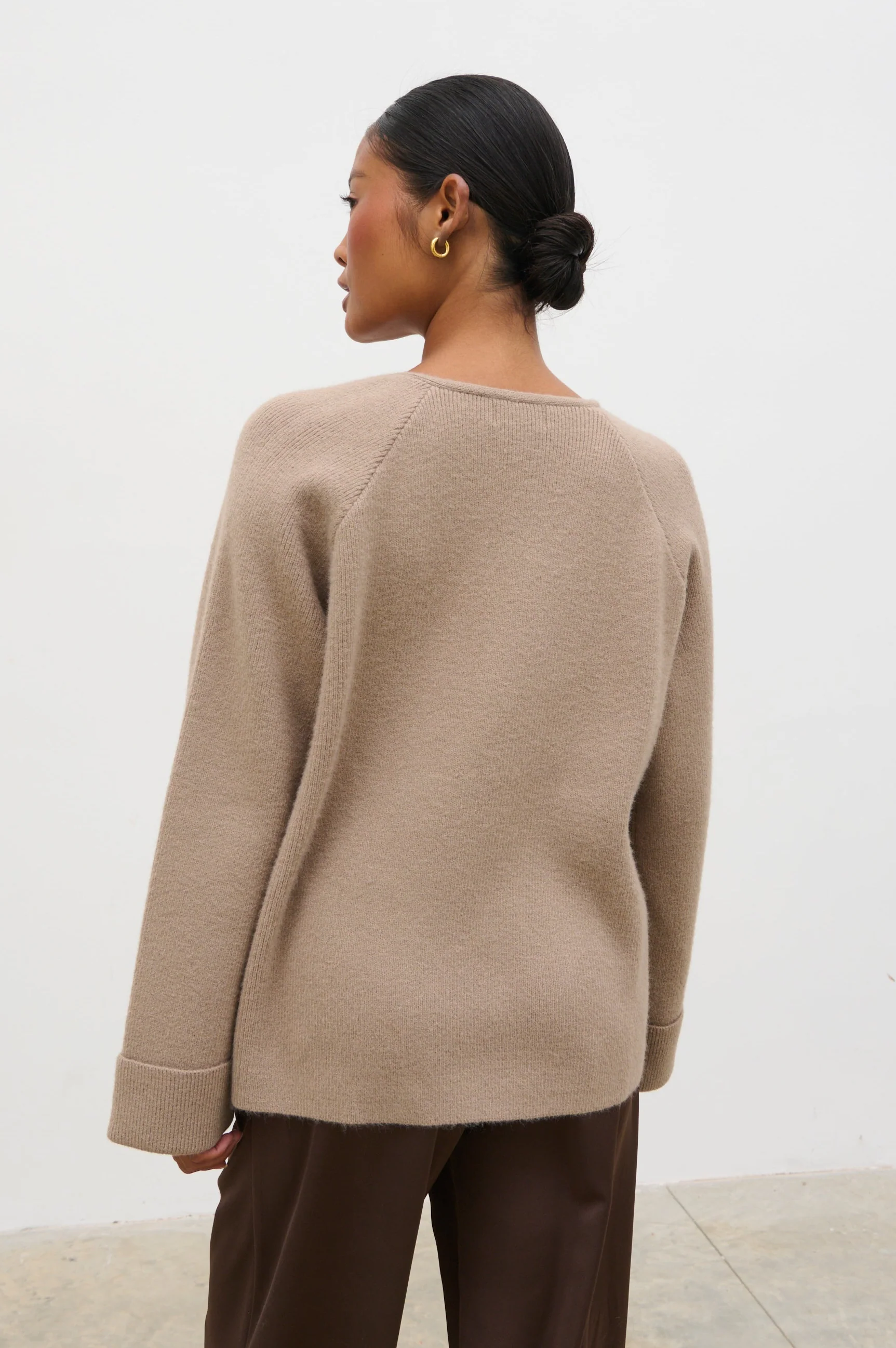 Aisha Double Breasted Knit Cardigan - Dusty Taupe - Image 6