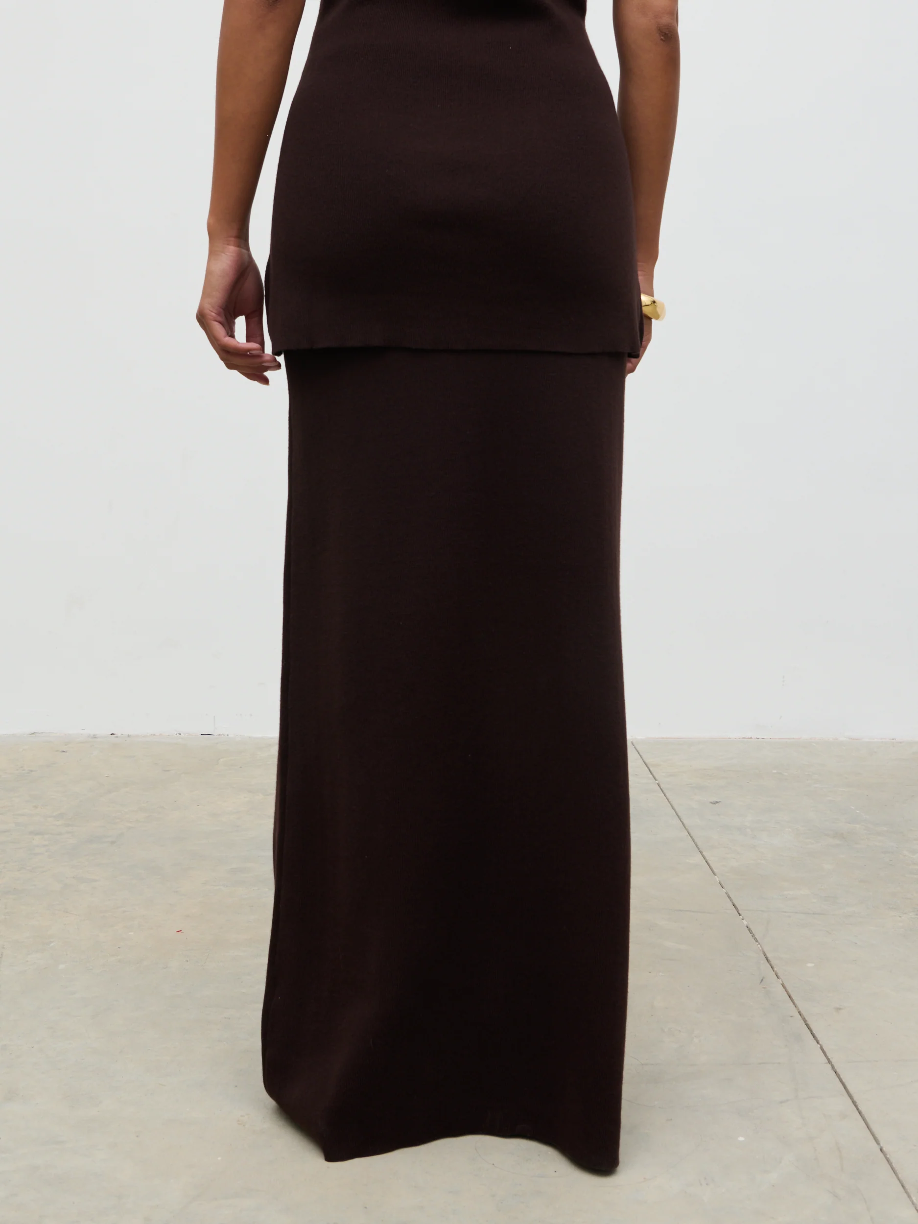 Alba Knit Maxi Skirt - Chocolate - Image 4