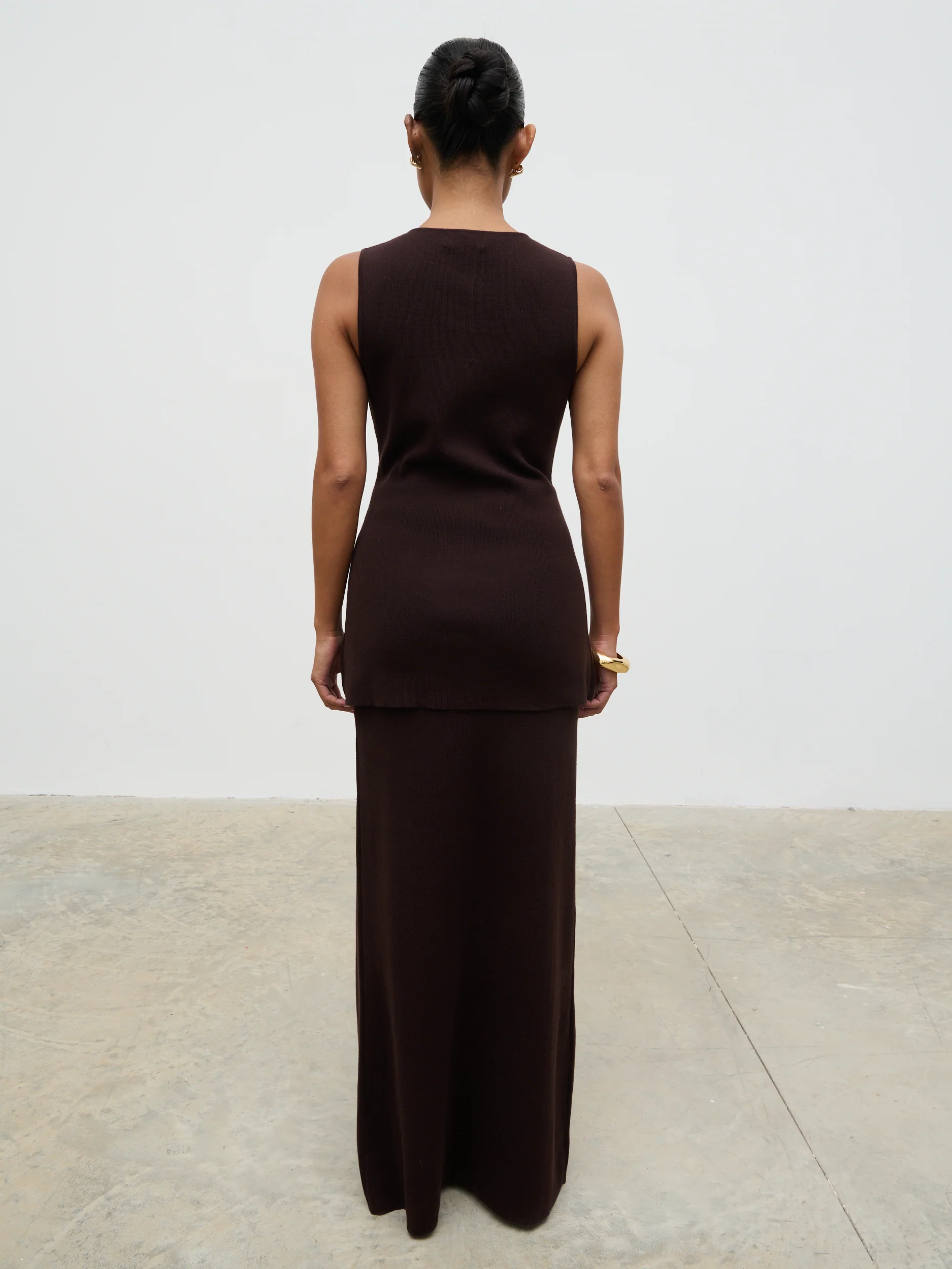 Alba Knit Maxi Skirt - Chocolate - Image 5