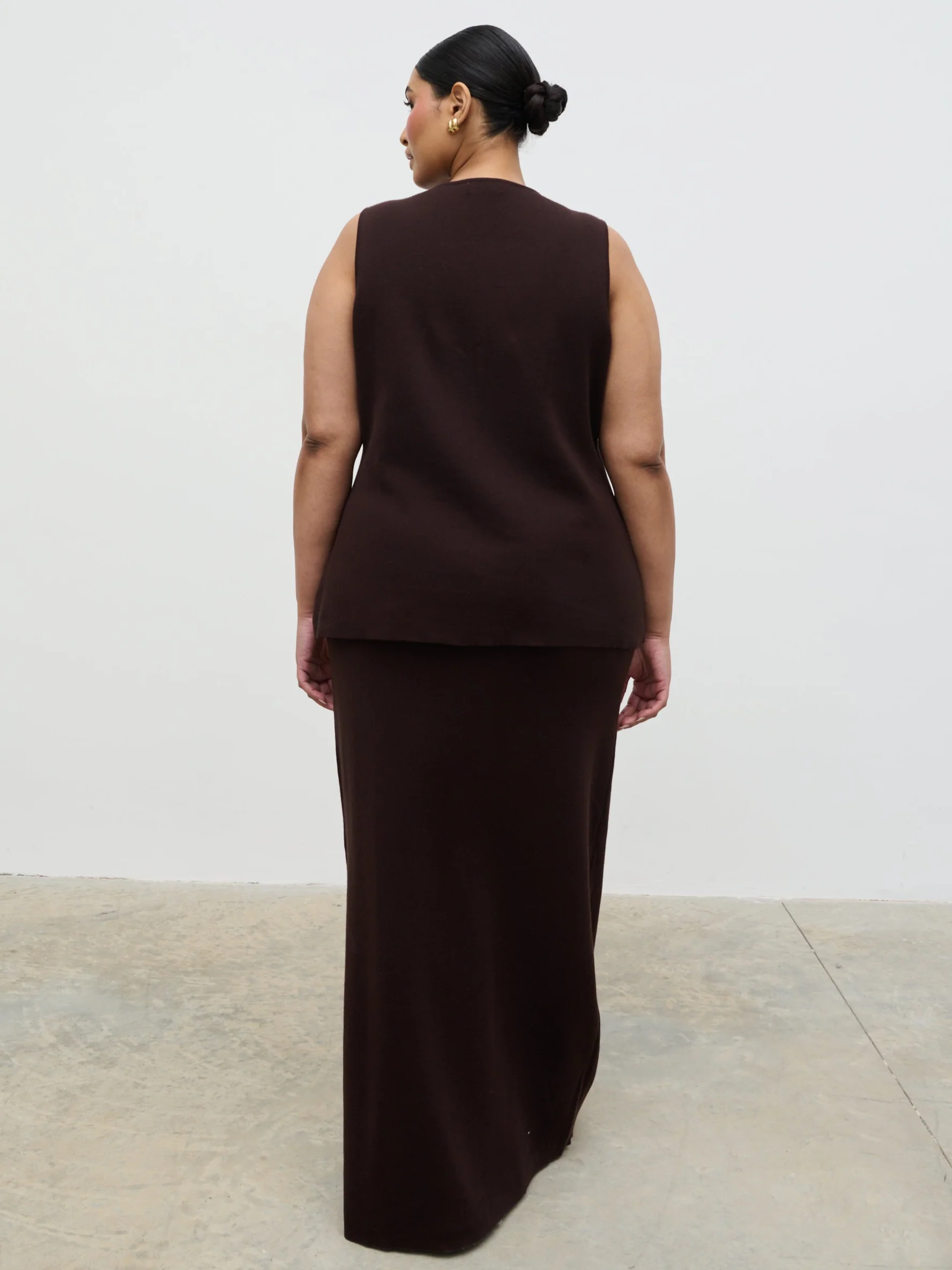 Alba Knit Maxi Skirt Curve - Chocolate - Image 4