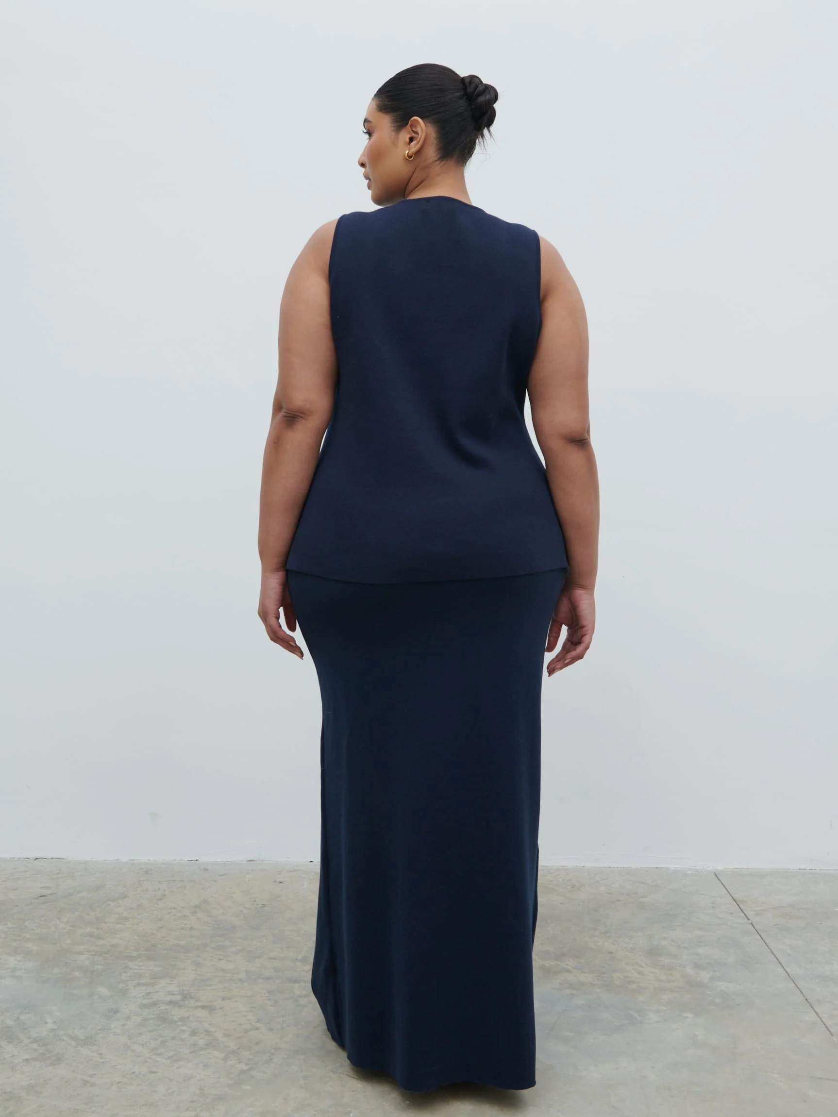 Alba Knit Maxi Skirt Curve - Navy - Image 6
