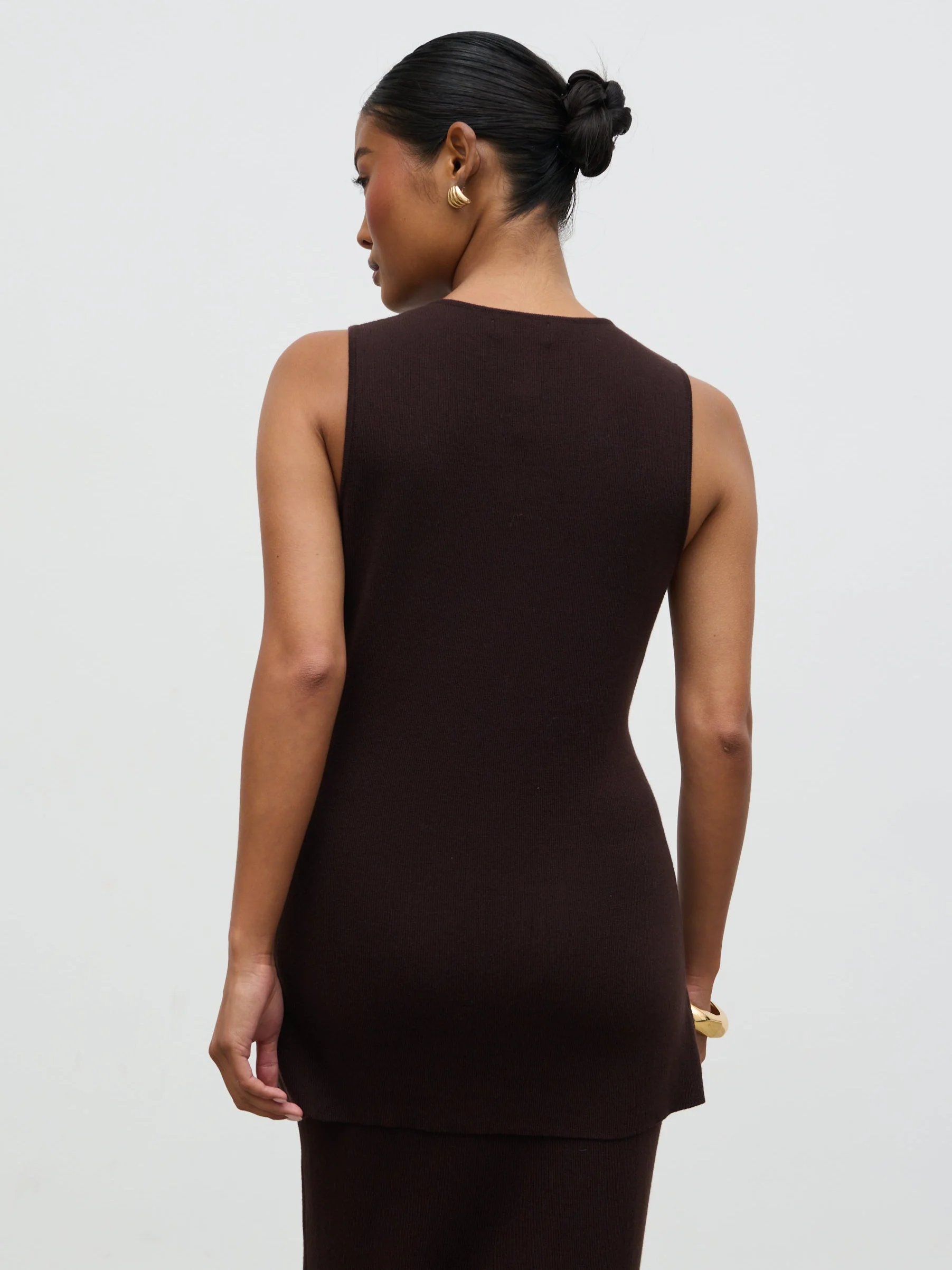 Alba Knit Waistcoat - Chocolate - Image 5