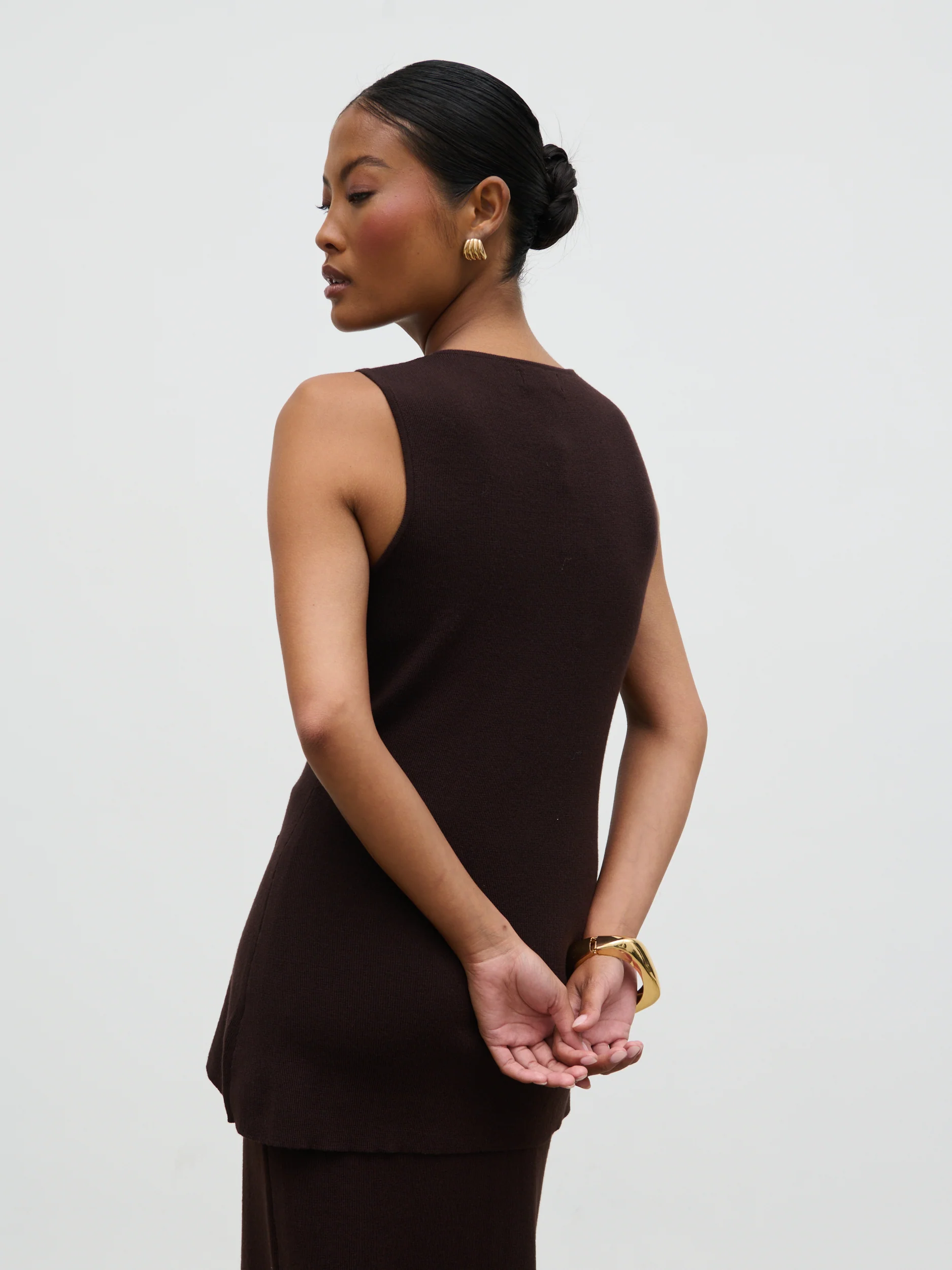 Alba Knit Waistcoat - Chocolate - Image 6