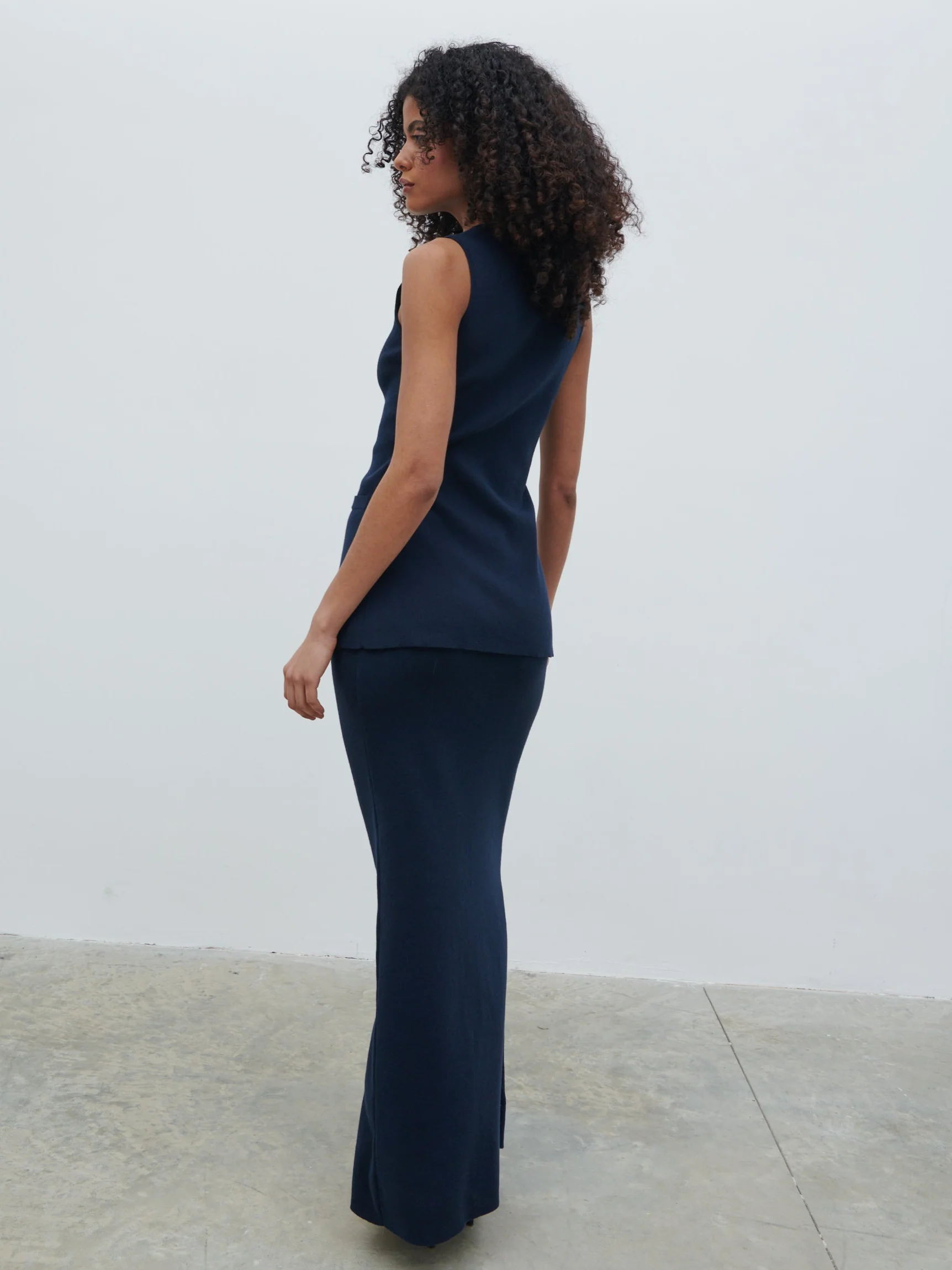 Alba Knit Waistcoat - Navy - Image 8
