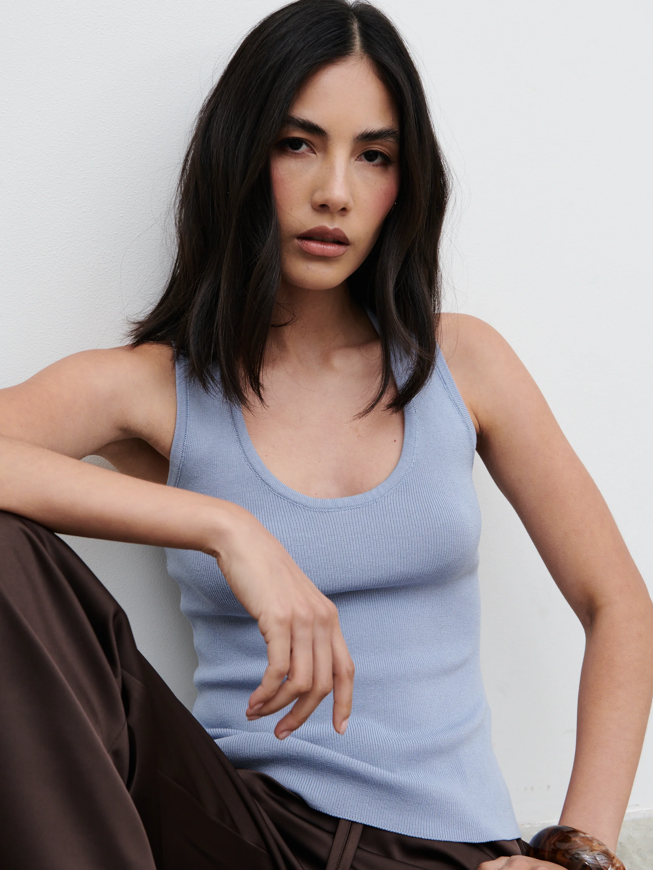 Ali Scoop Neck Knit Top - Blue - Image 2