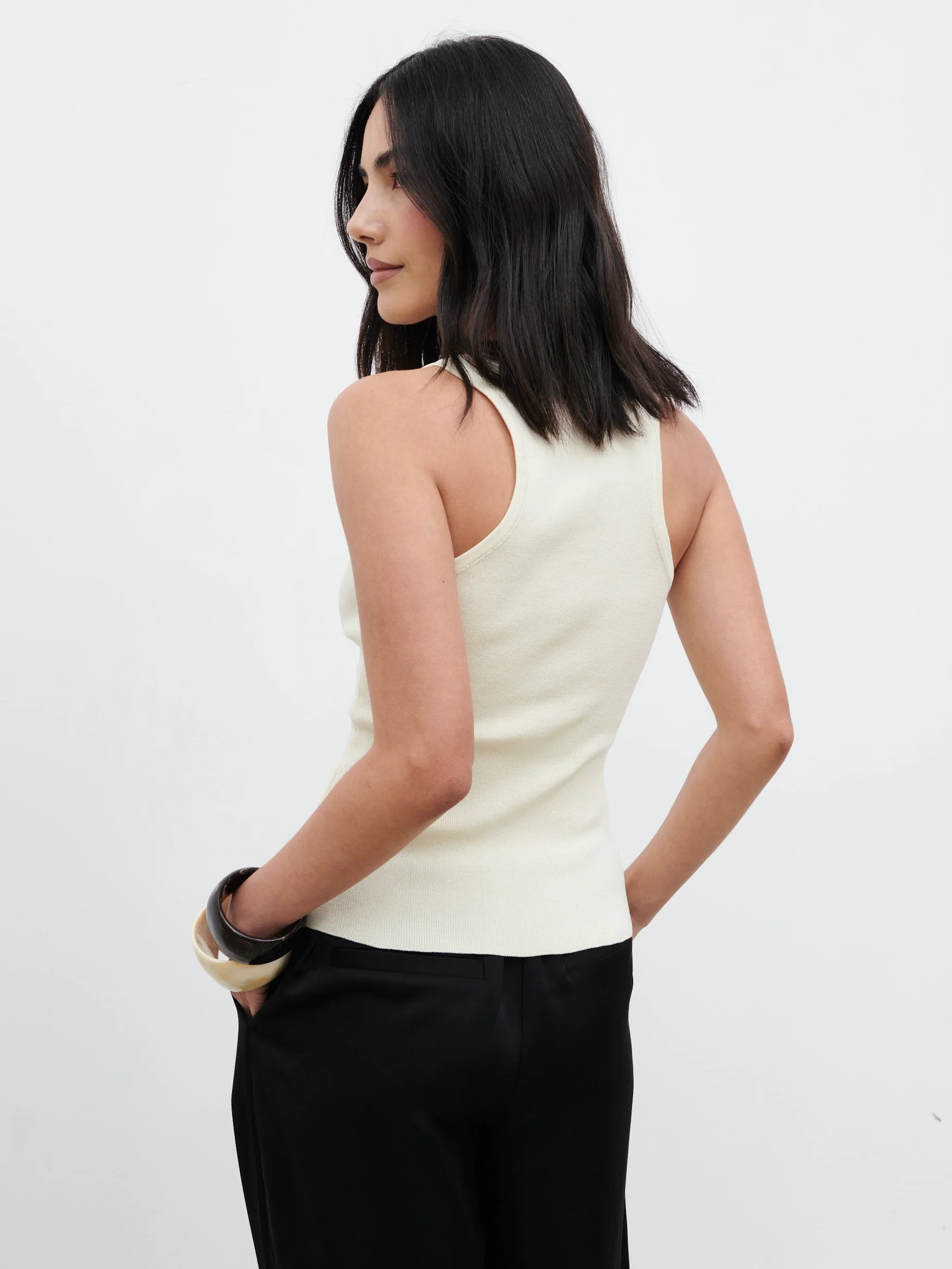 Ali Scoop Neck Knit Top - Oyster - Image 6