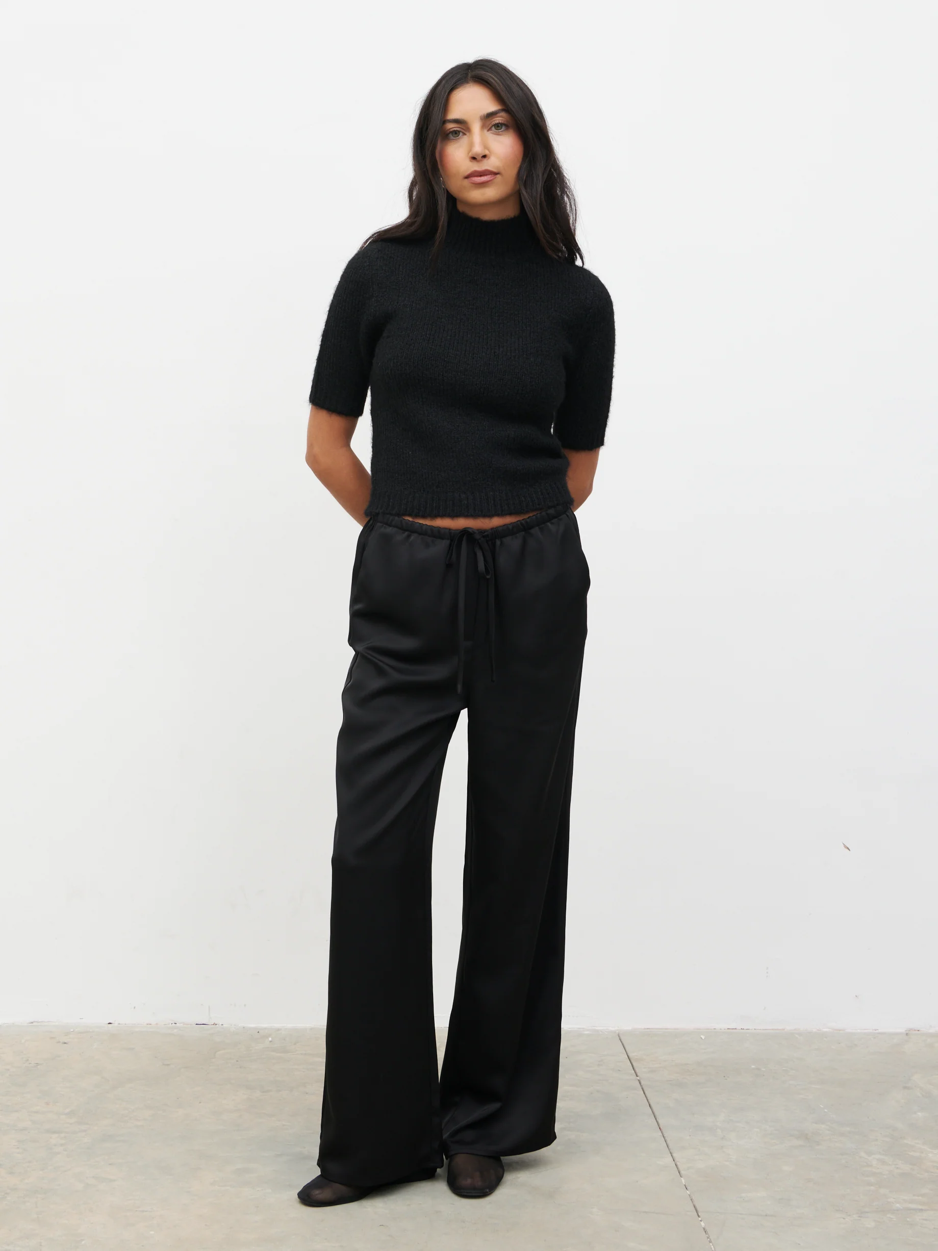 Alia Fluffy High Neck Knit Top - Black - Image 4