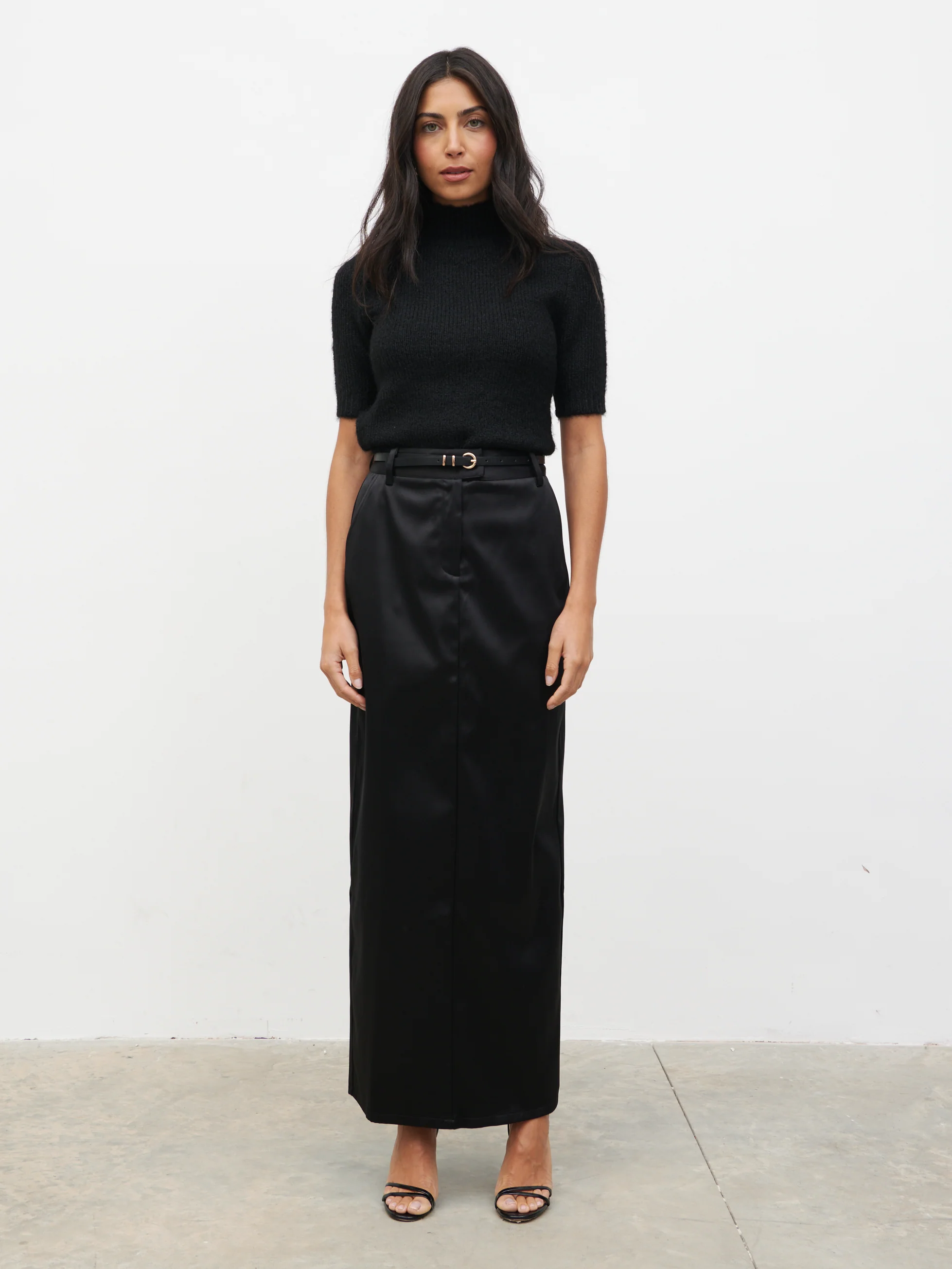 Alia Fluffy High Neck Knit Top - Black - Image 6