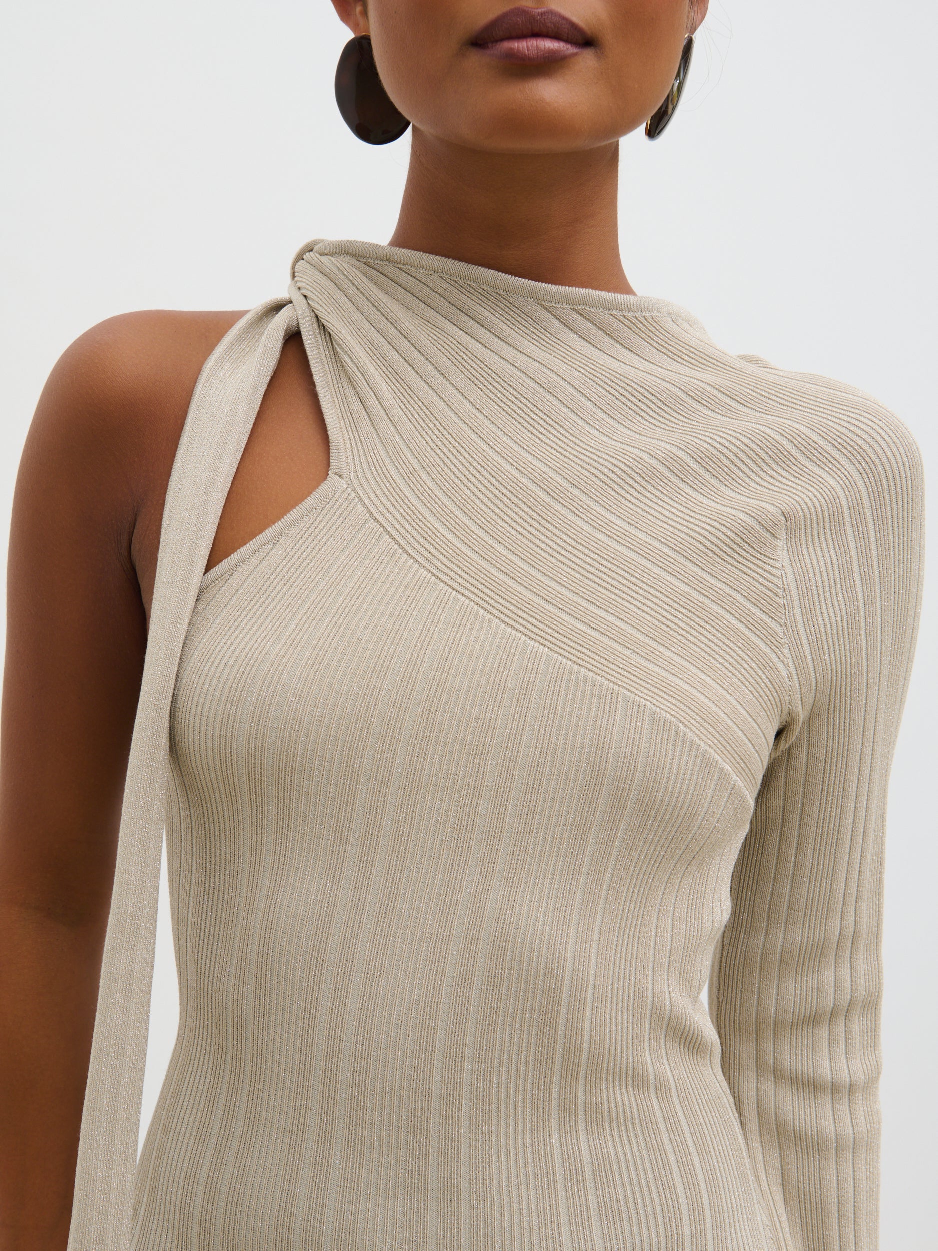 Allegra Sparkle Knit Maxi Dress - Champagne Sparkle - Image 3