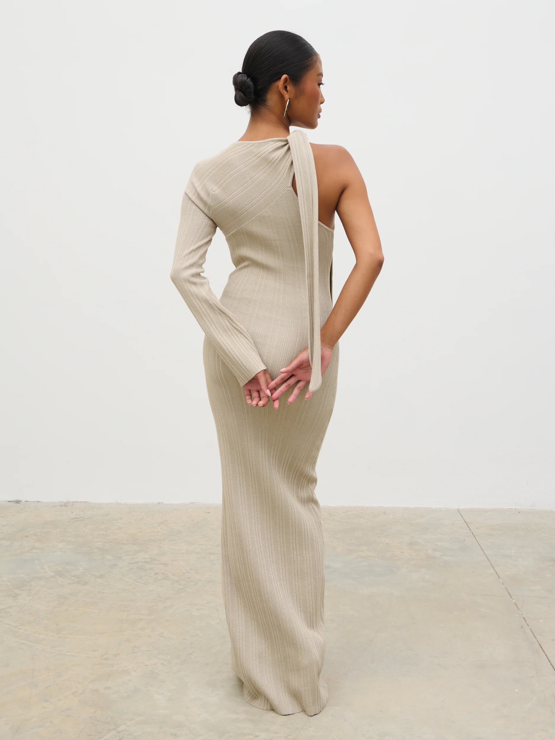 Allegra Sparkle Knit Maxi Dress - Champagne Sparkle - Image 6