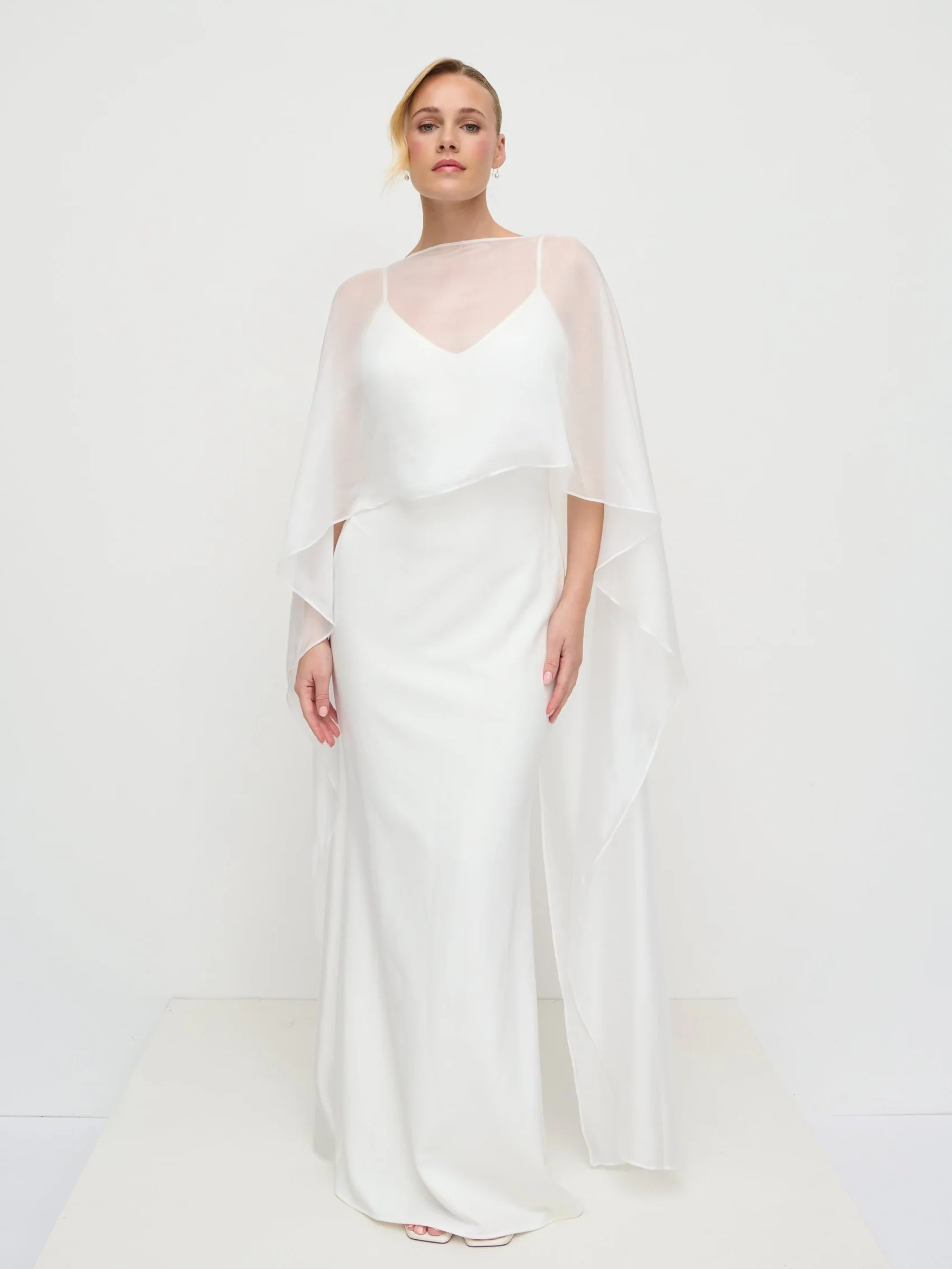 Almada Draped Organza Cape - Ivory - Image 4