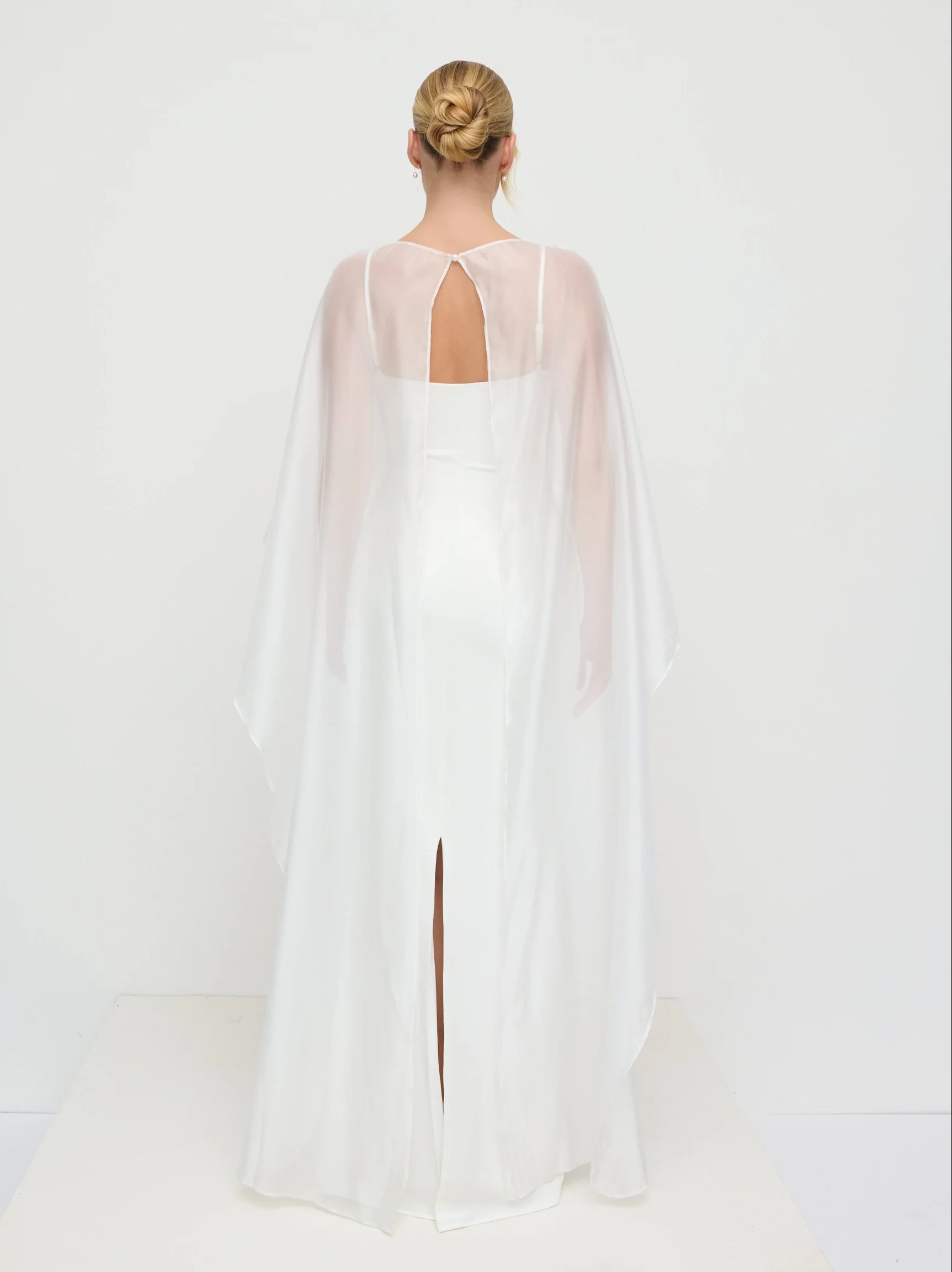 Almada Draped Organza Cape - Ivory - Image 6