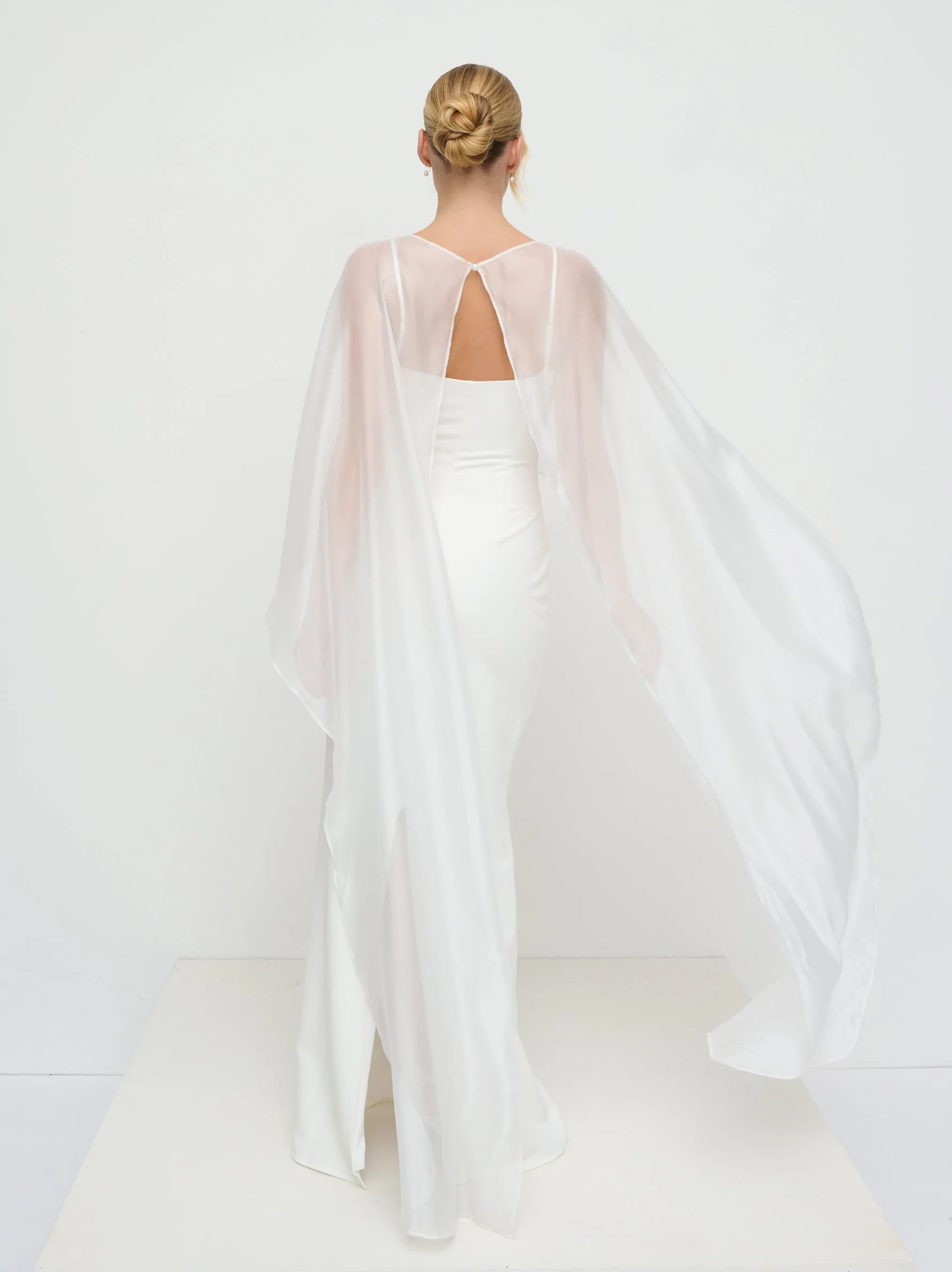 Almada Draped Organza Cape - Ivory - Image 9