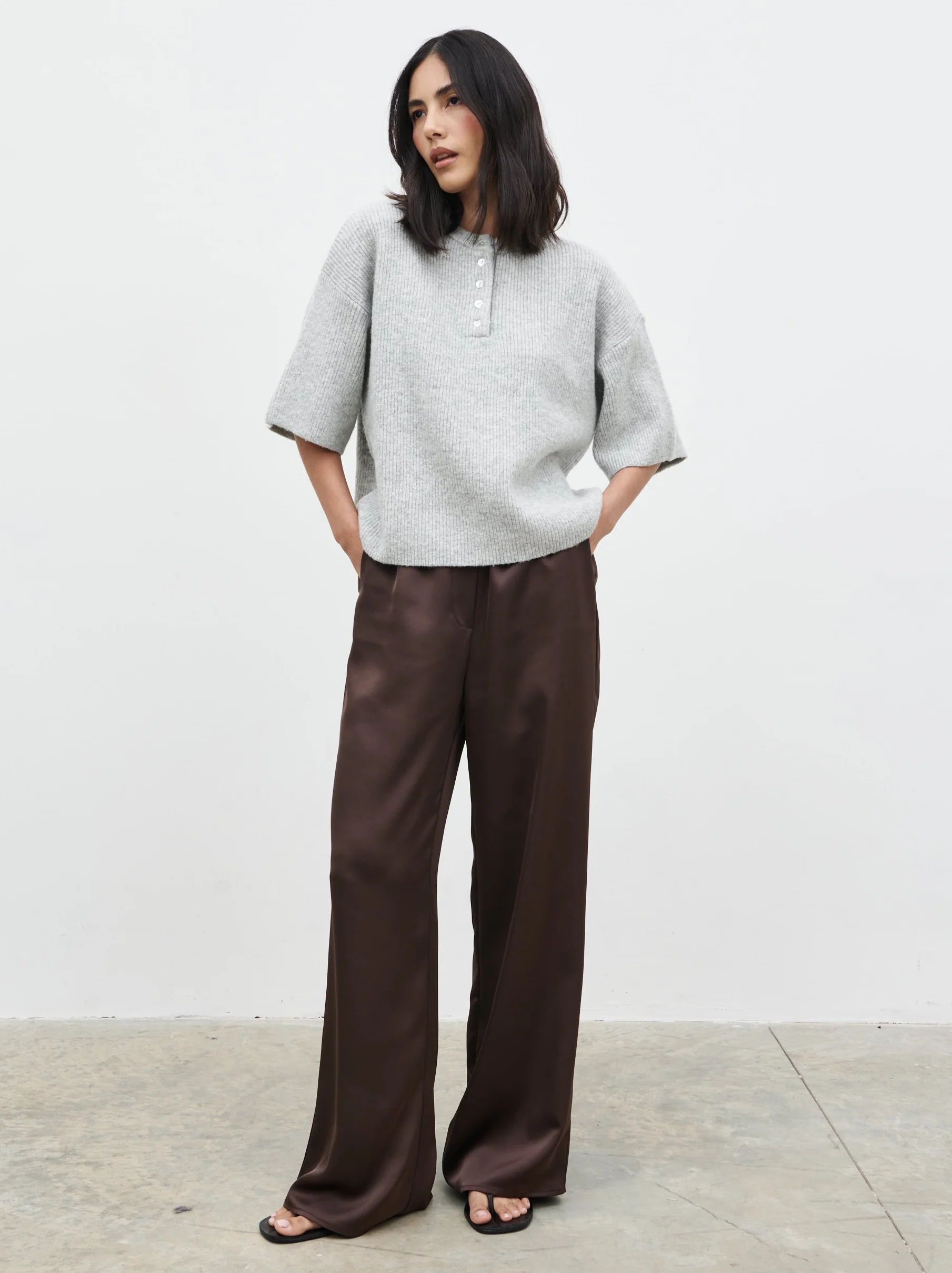 Amari Fluffy Knit Top - Grey Marl - Image 4