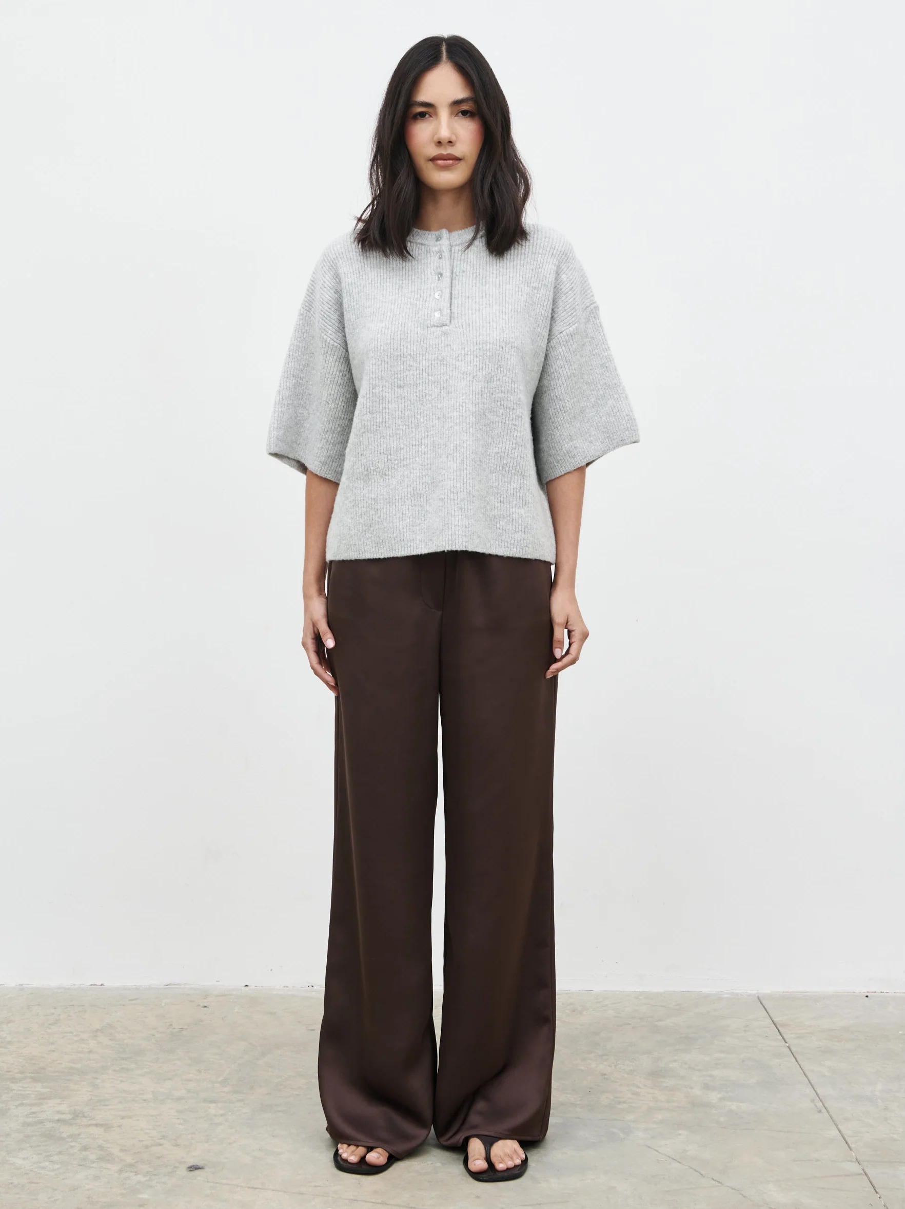 Amari Fluffy Knit Top - Grey Marl - Image 5