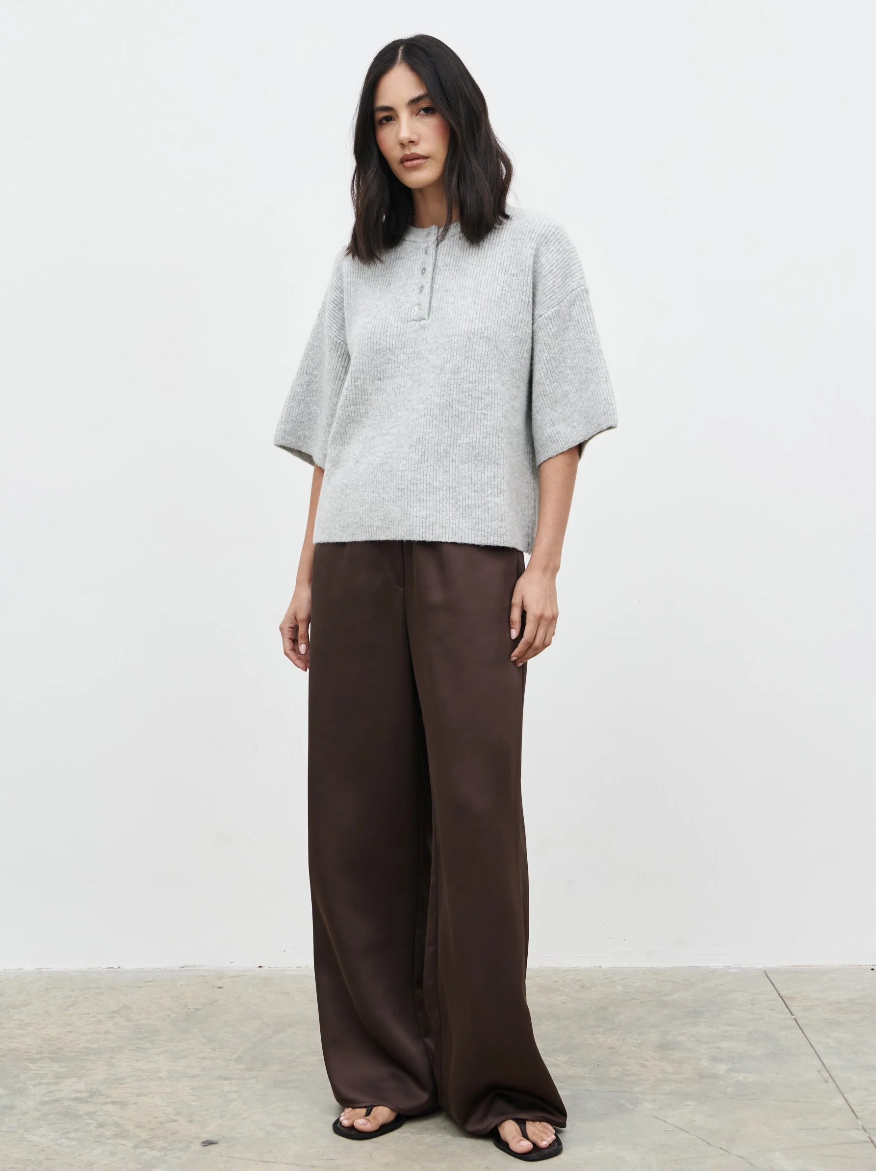 Amari Fluffy Knit Top - Grey Marl - Image 7