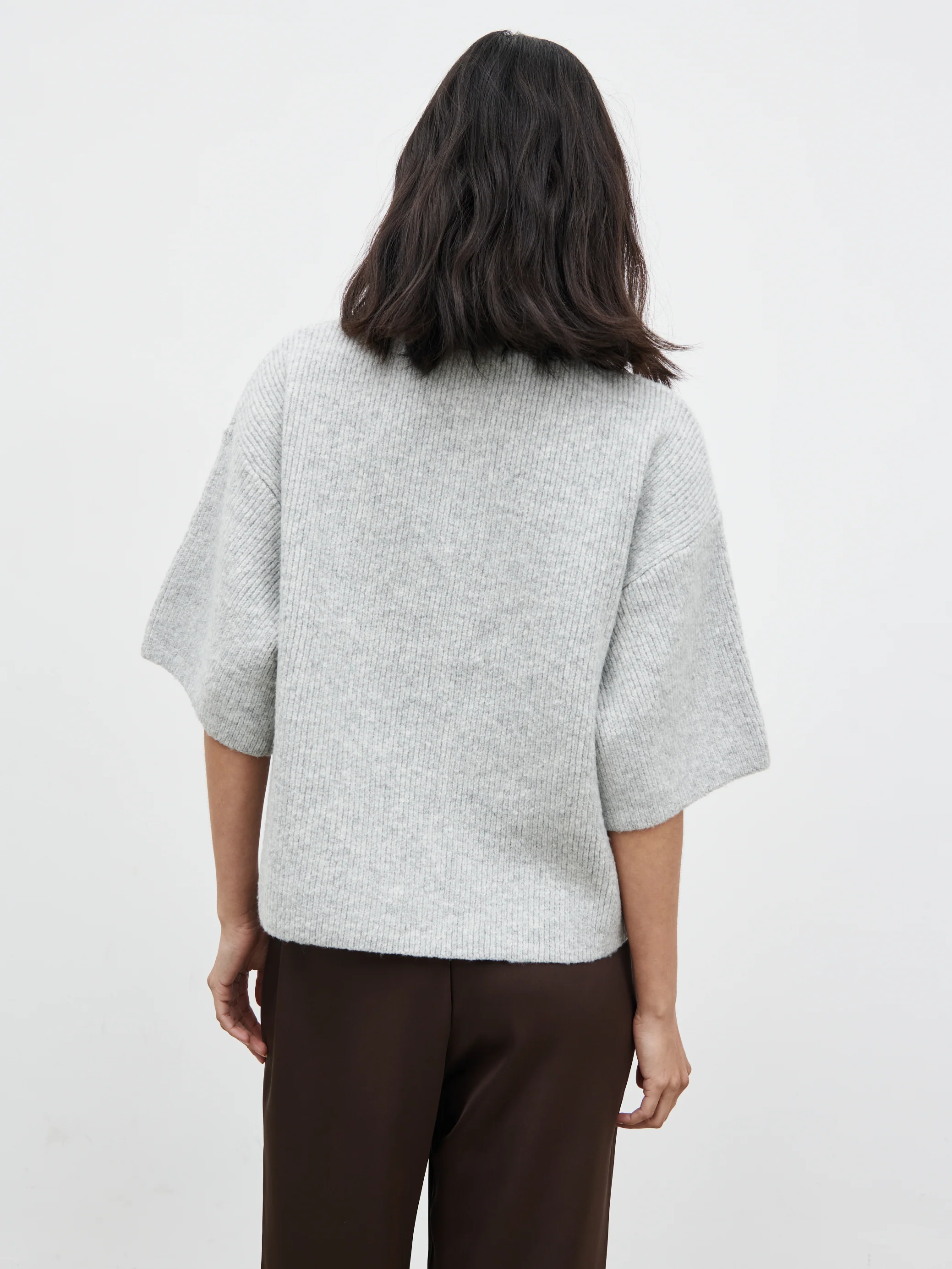 Amari Fluffy Knit Top - Grey Marl - Image 9