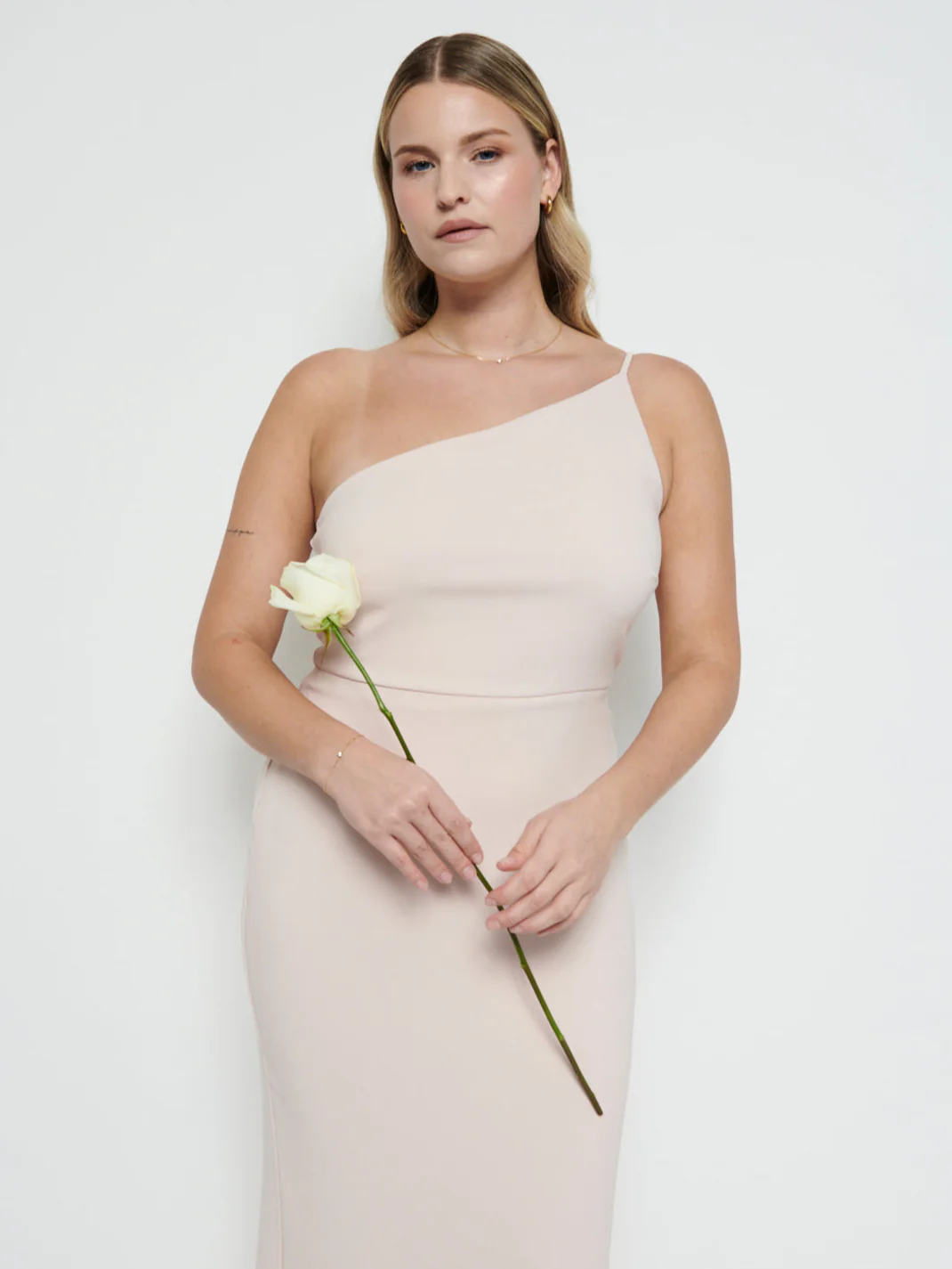 Amelia Crepe Maxi Bridesmaid Dress - Blush - Image 2