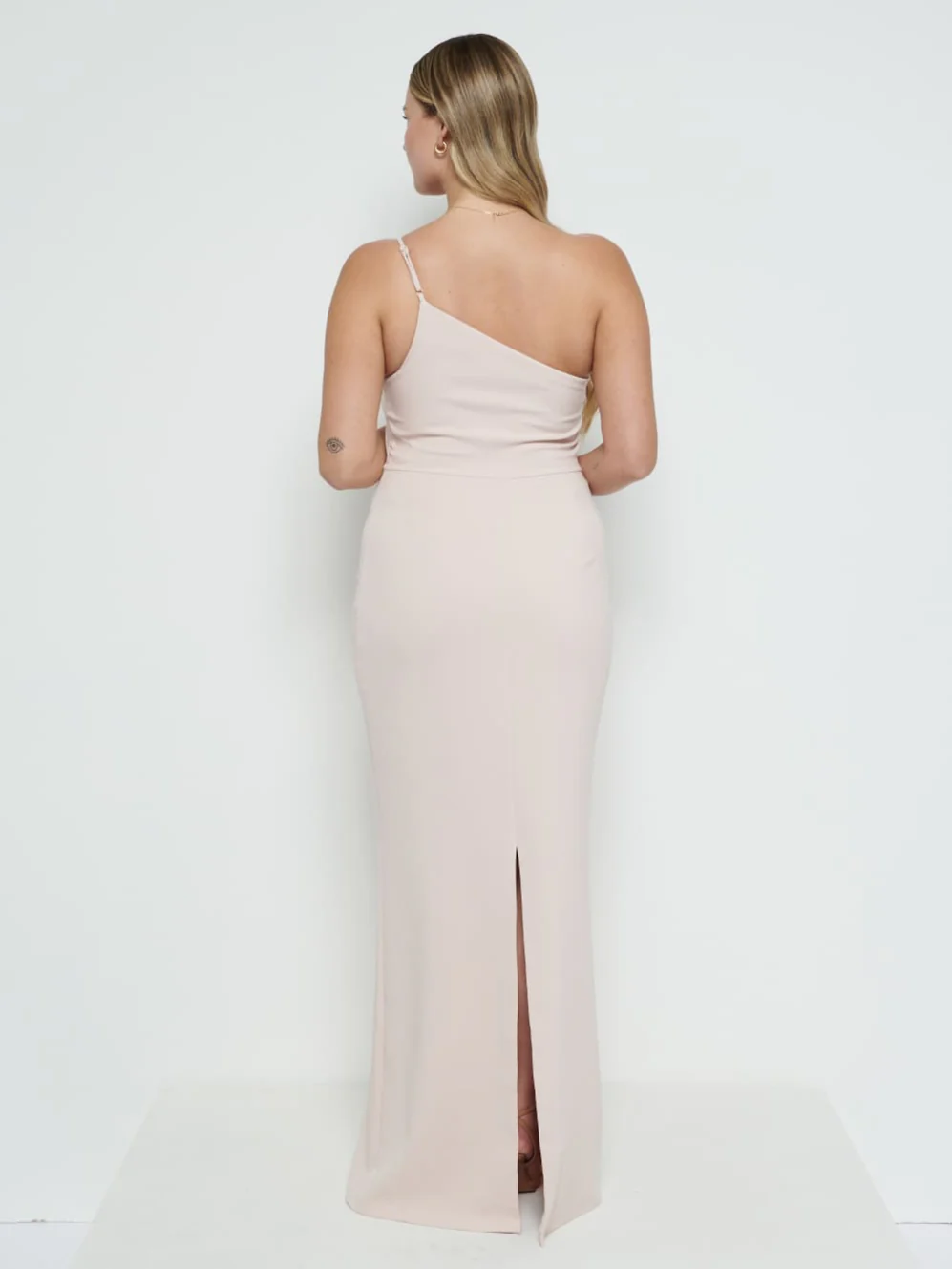 Amelia Crepe Maxi Bridesmaid Dress - Blush - Image 3