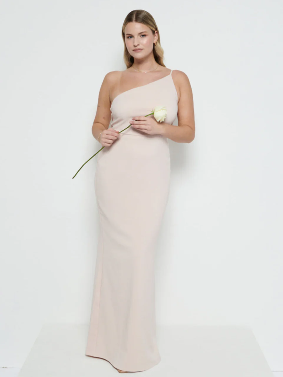 Amelia Crepe Maxi Bridesmaid Dress - Blush - Image 4