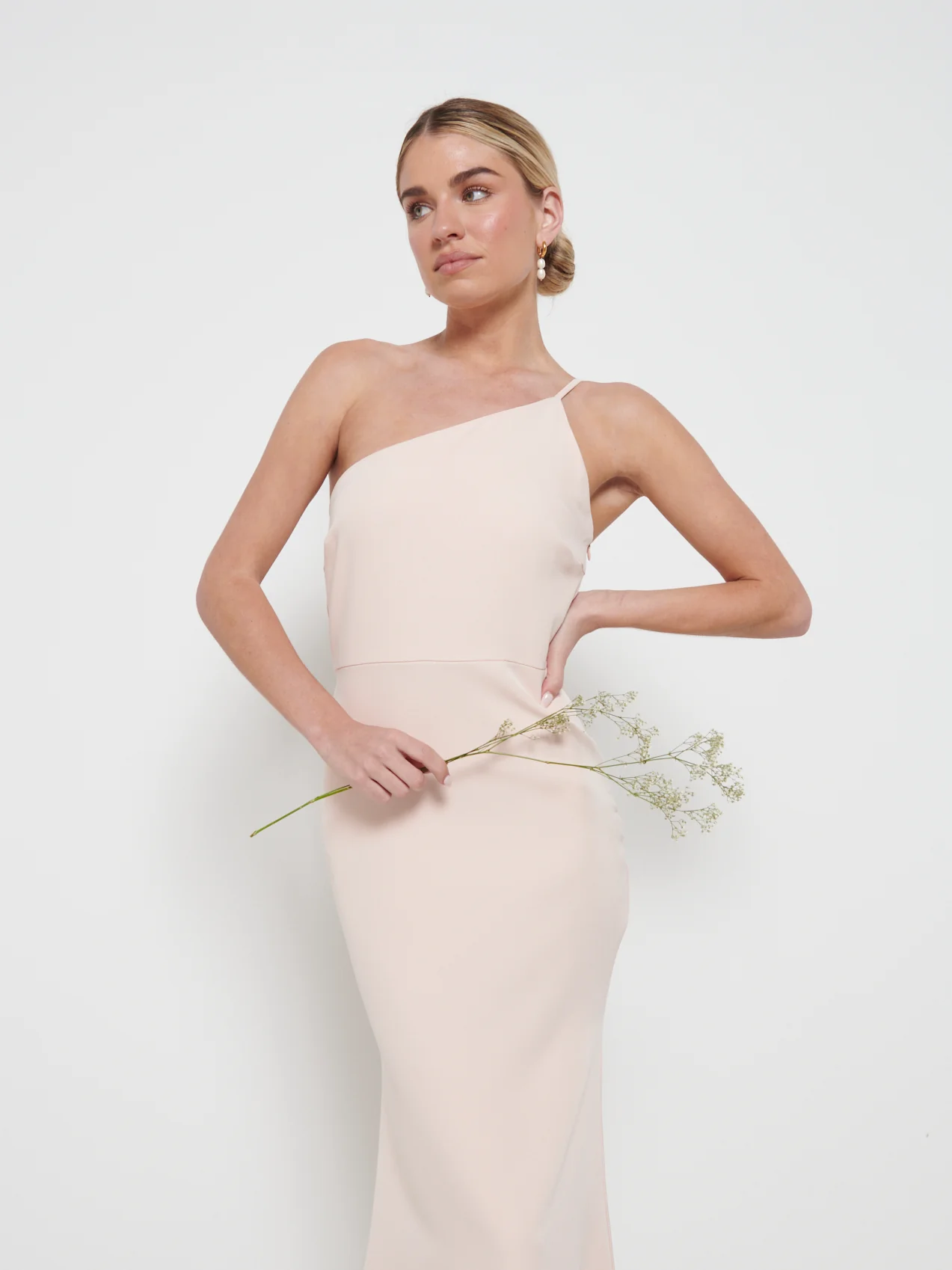 Amelia Crepe Bridesmaid Maxi Dress - Blush - Image 2