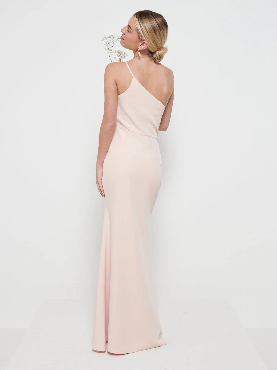 Amelia Crepe Bridesmaid Maxi Dress - Blush - Image 3