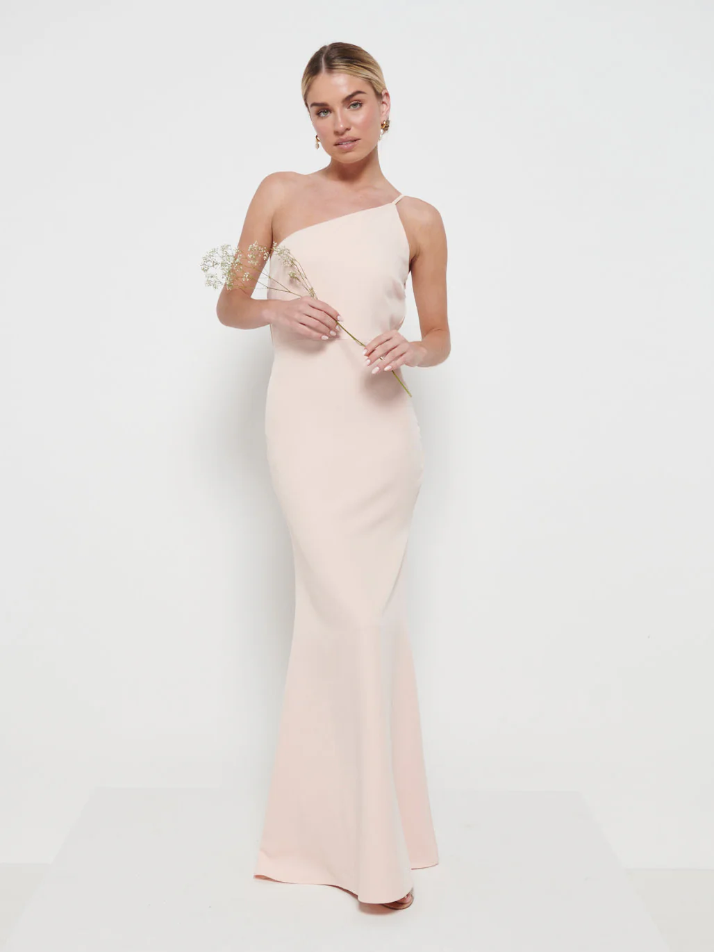 Amelia Crepe Bridesmaid Maxi Dress - Blush - Image 4