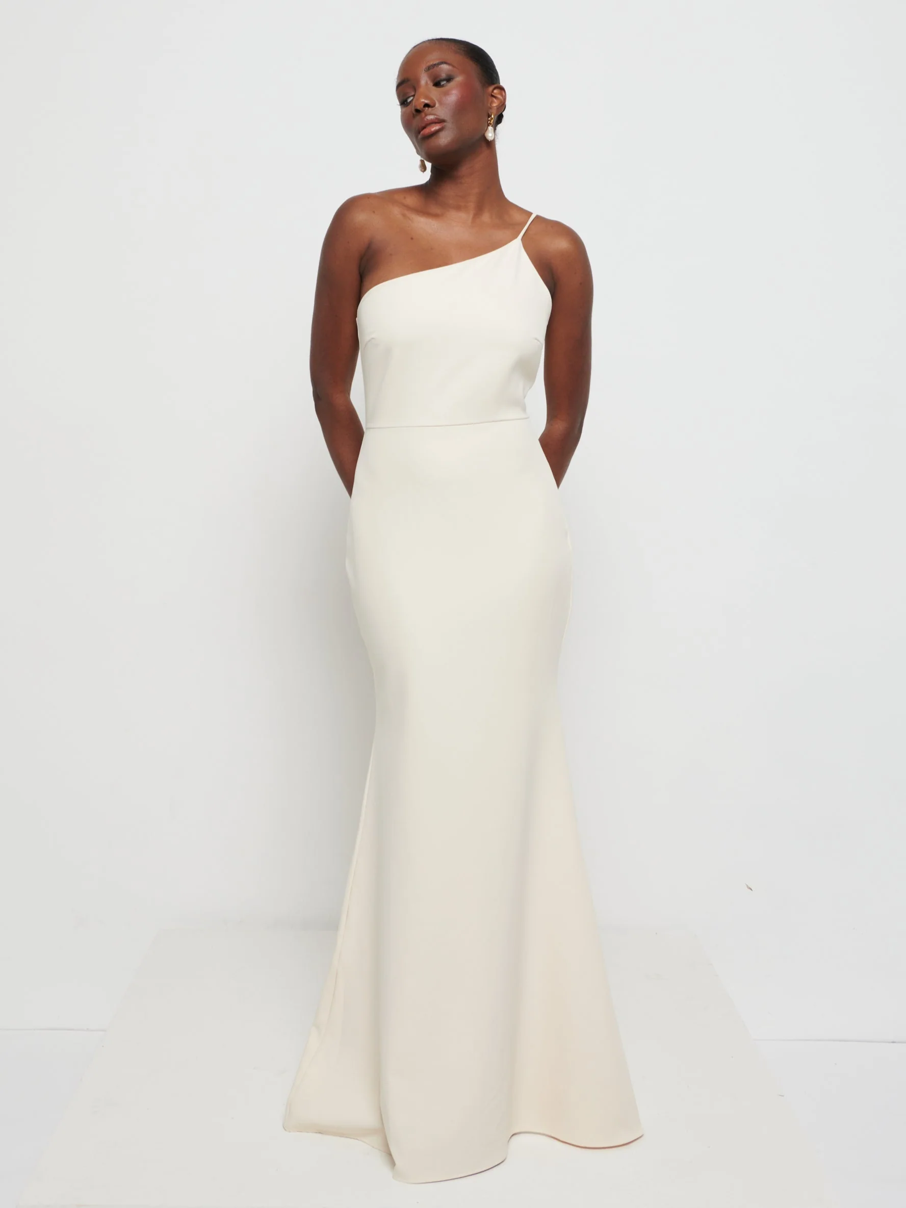 Amelia Crepe Maxi Bridesmaid Dress - Champagne - Image 3