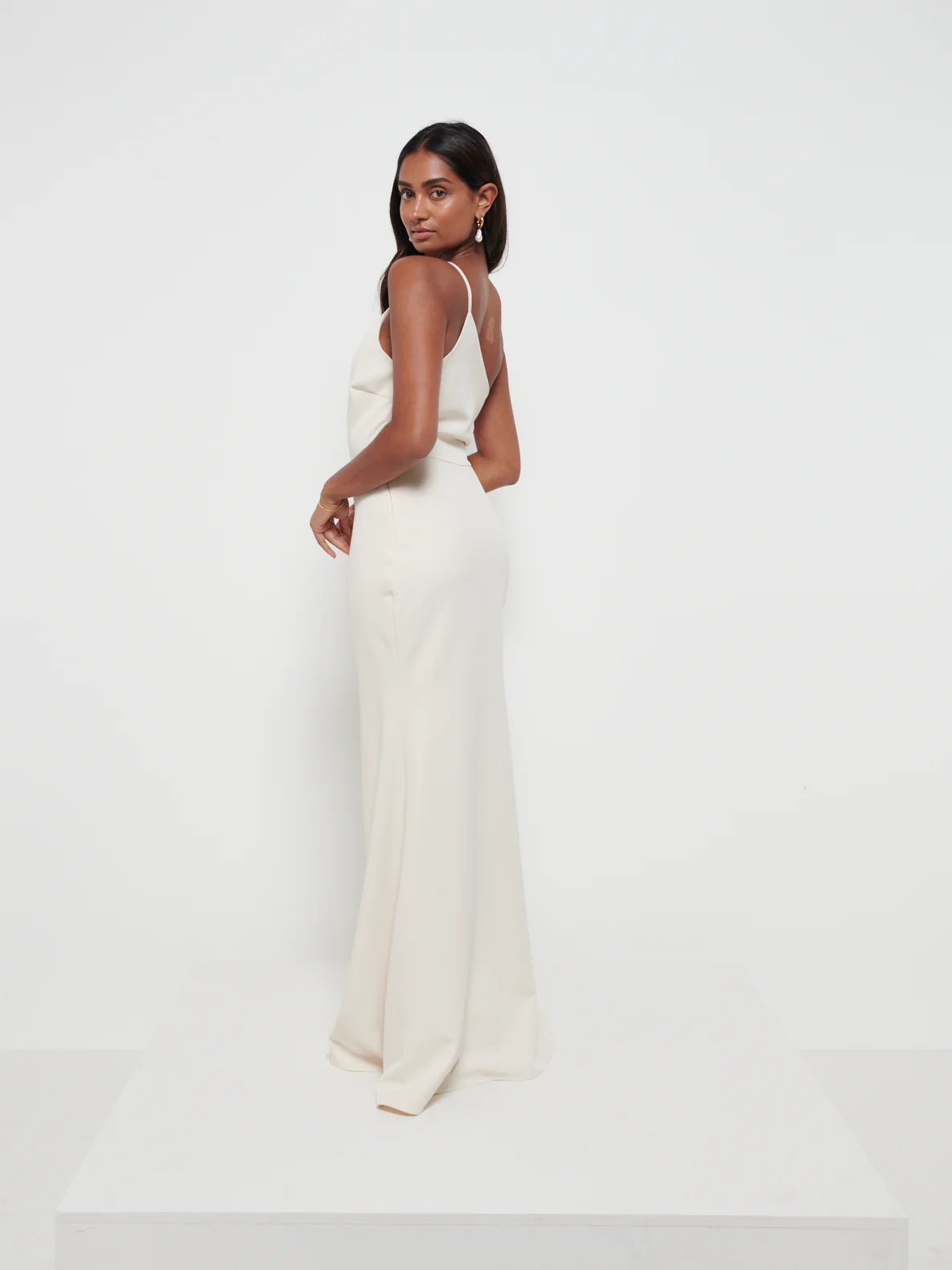 Amelia Crepe Bridesmaid Maxi Dress - Champagne - Image 3