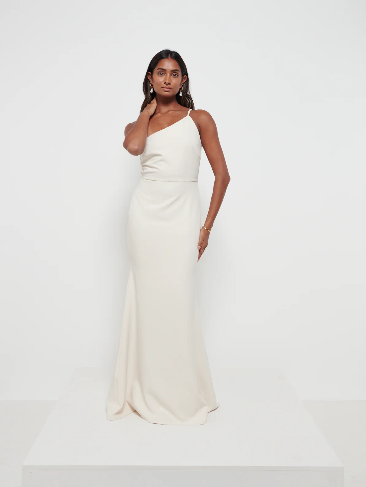 Amelia Crepe Bridesmaid Maxi Dress - Champagne - Image 4