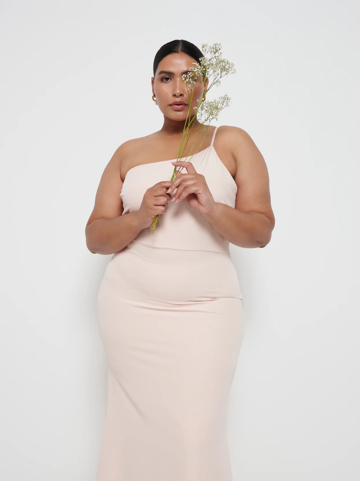 Amelia Crepe Maxi Bridesmaid Dress Curve - Blush - Image 2