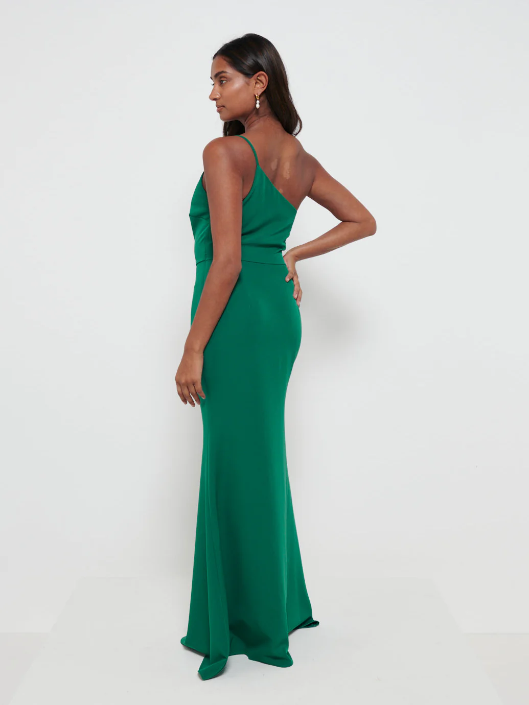 Amelia Crepe Maxi Bridesmaid Dress - Emerald - Image 3