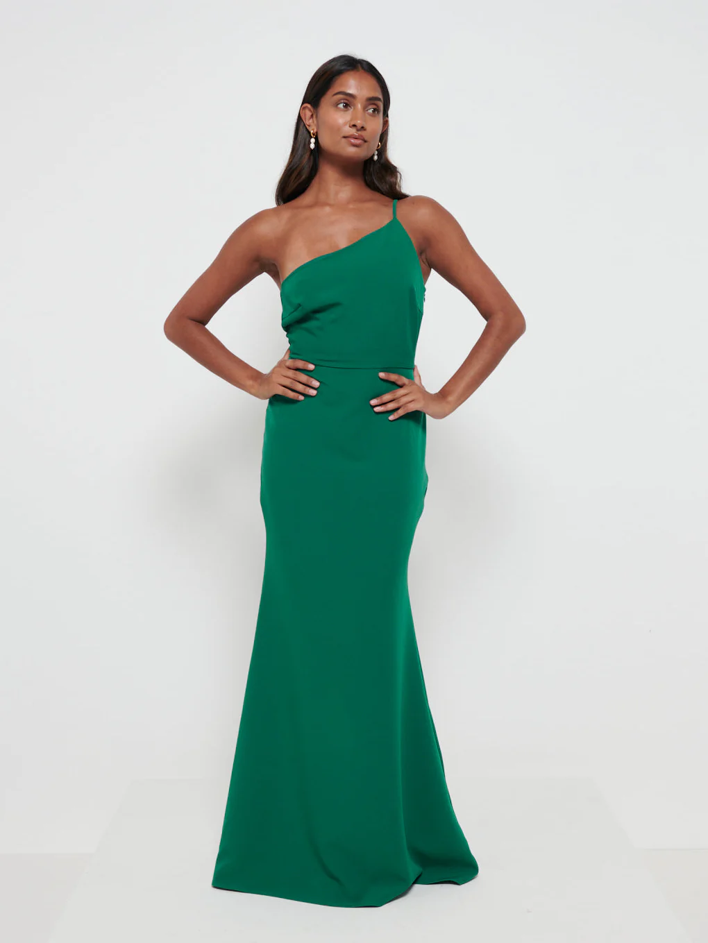 Amelia Crepe Maxi Bridesmaid Dress - Emerald - Image 4