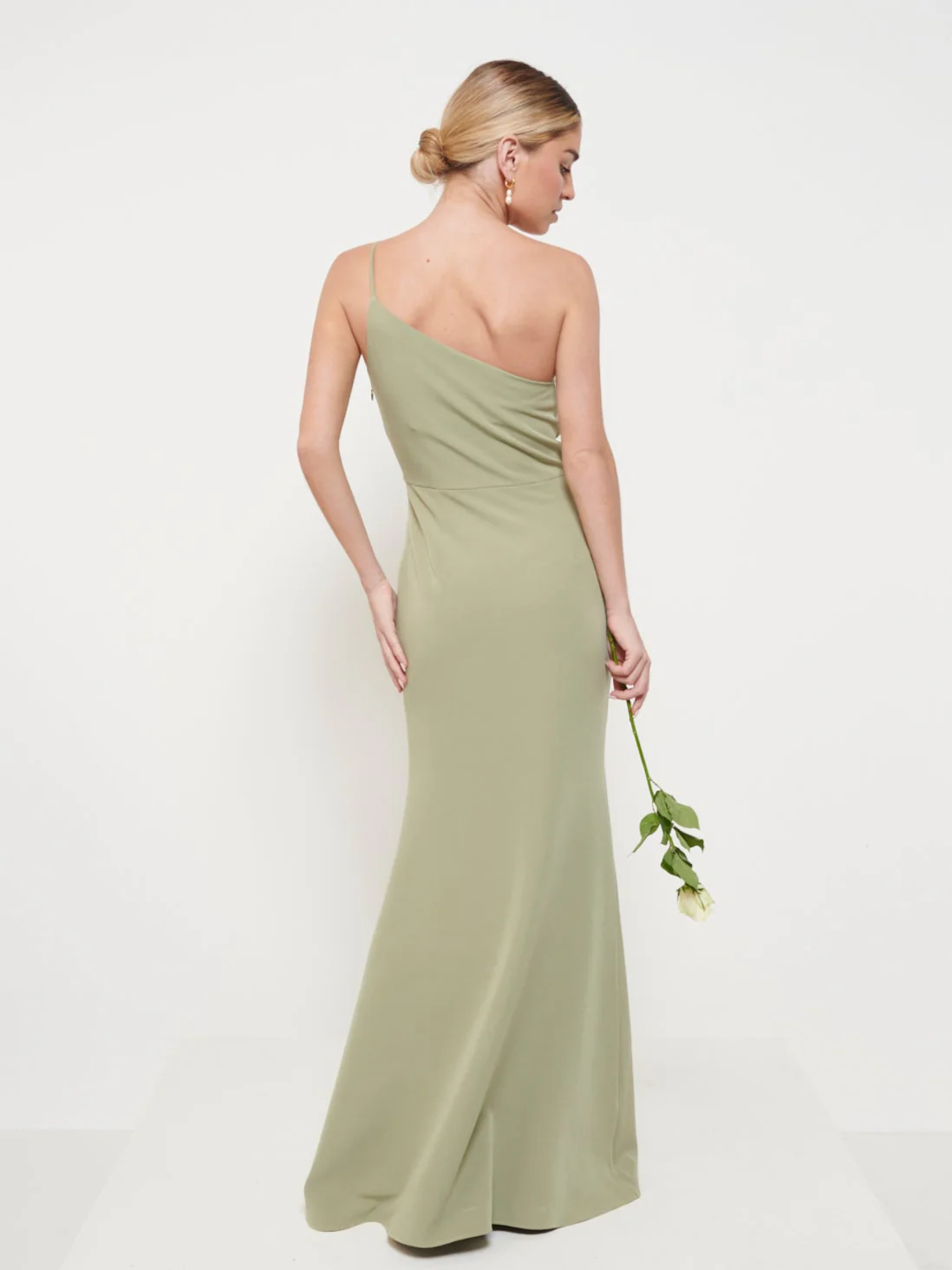 Amelia Crepe Maxi Bridesmaid Dress - Olive - Image 3