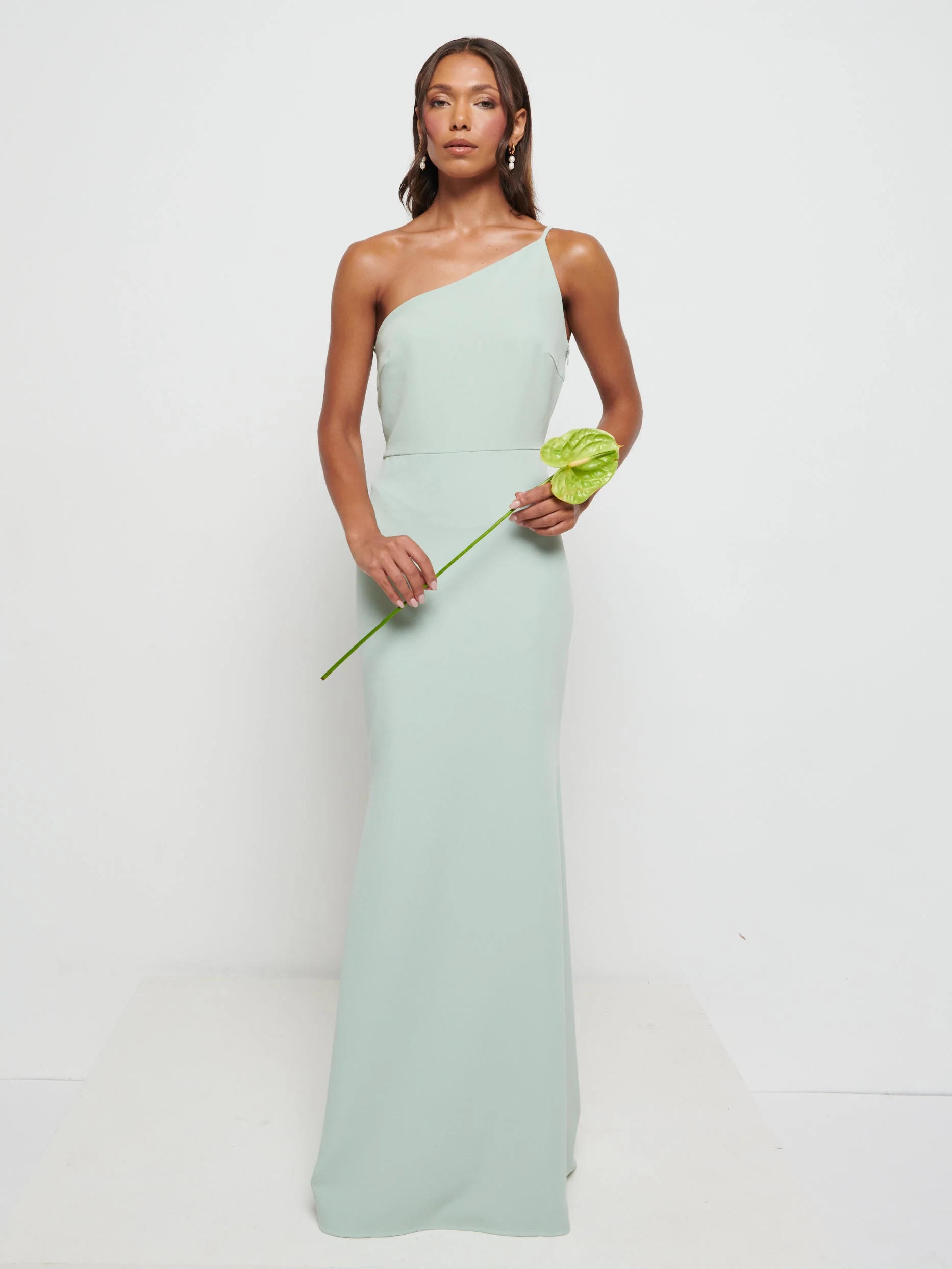 Amelia Crepe Maxi Bridesmaid Dress - Sage - Image 3