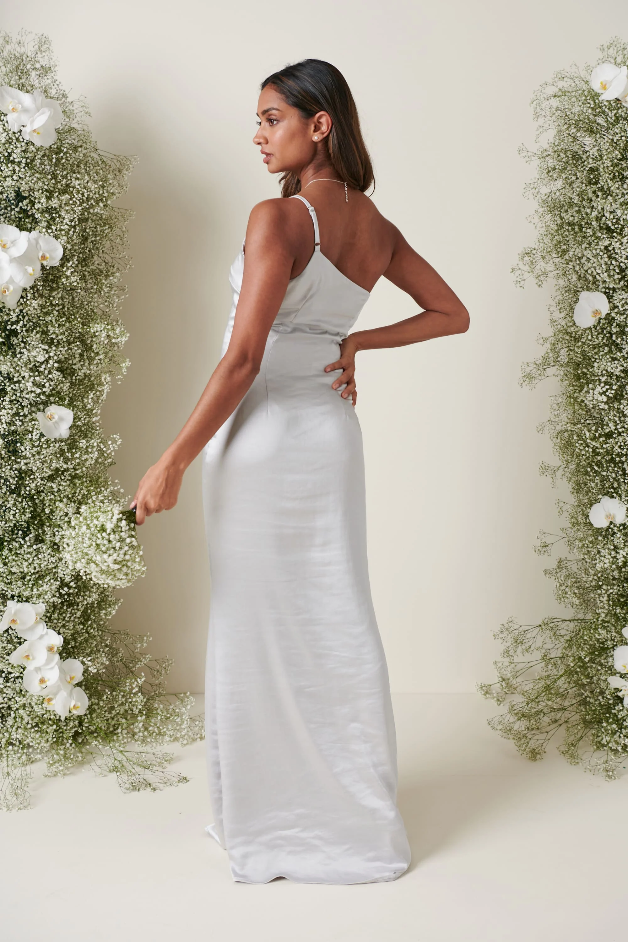 Amelia Maxi Bridesmaid Dress - Matte Silver - Image 4