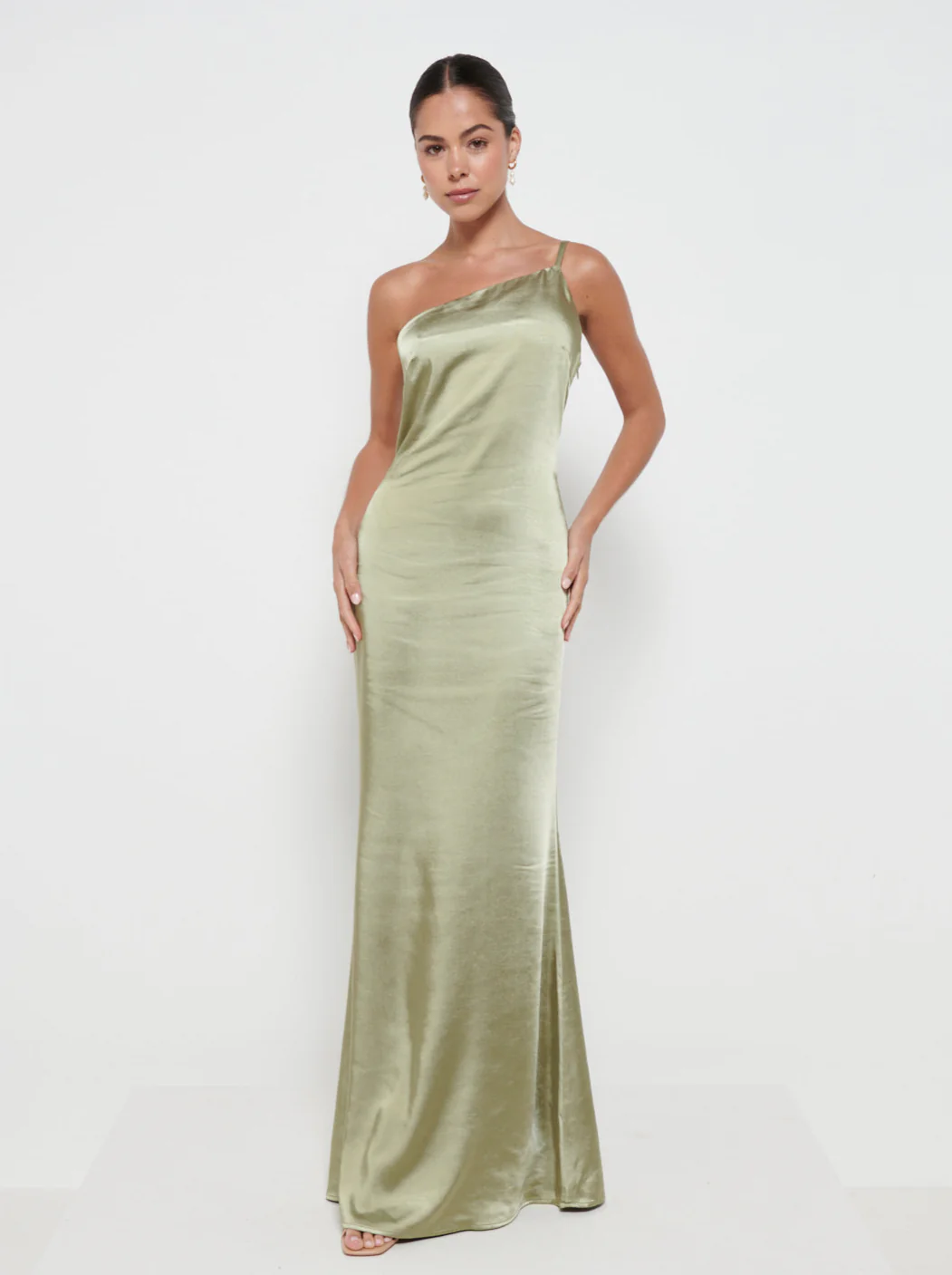 Amelia Maxi Bridesmaid Dress - Matte Olive - Image 4