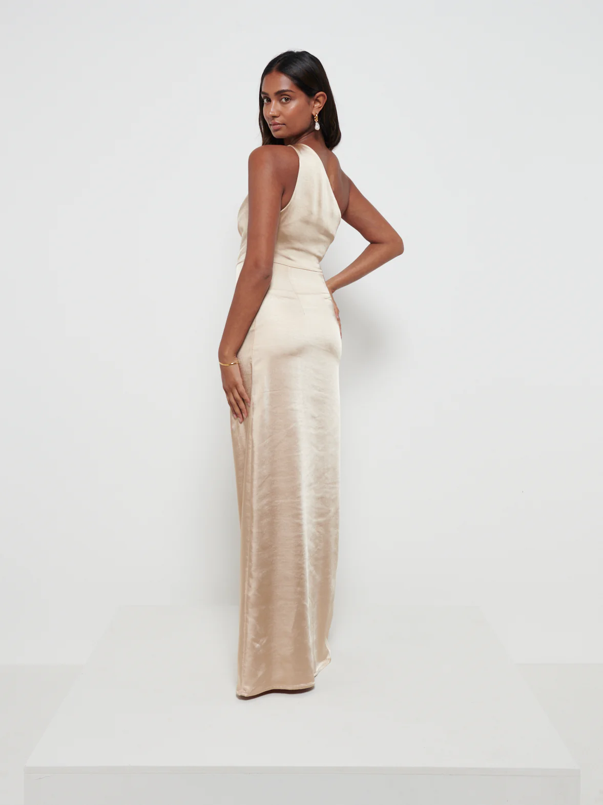 Amelia Ruched Maxi Bridesmaid Dress - Matte Bronze - Image 3
