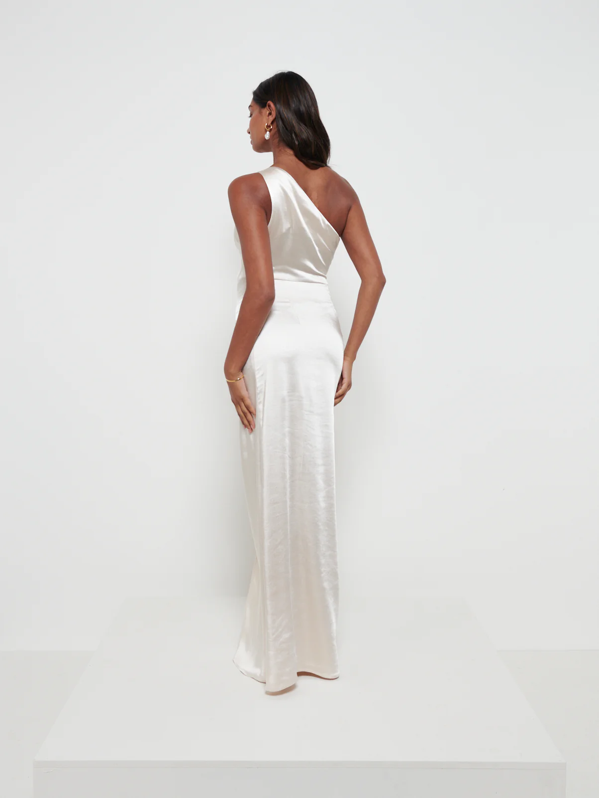 Amelia Ruched Maxi Bridesmaid Dress - Matte Champagne - Image 3