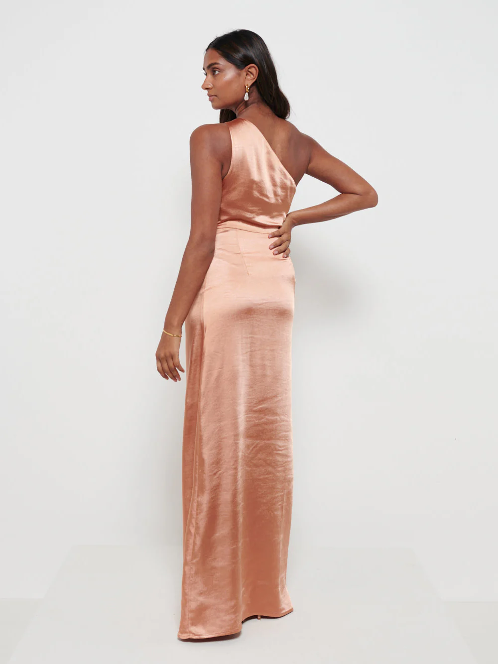 Amelia Ruched Maxi Bridesmaid Dress - Matte Cinnamon - Image 3