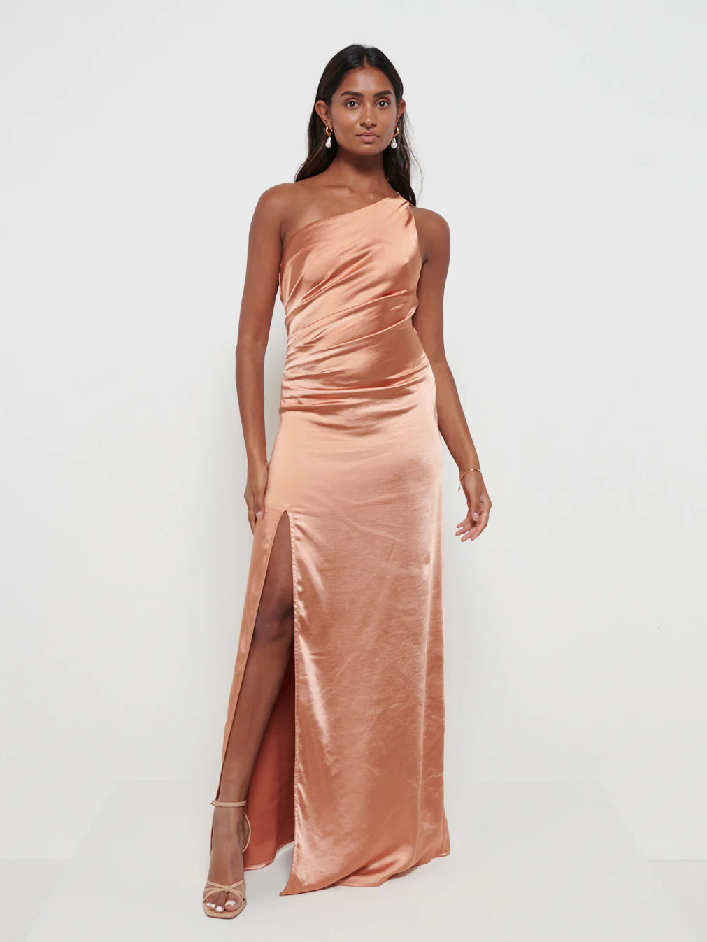 Amelia Ruched Maxi Bridesmaid Dress - Matte Cinnamon - Image 4